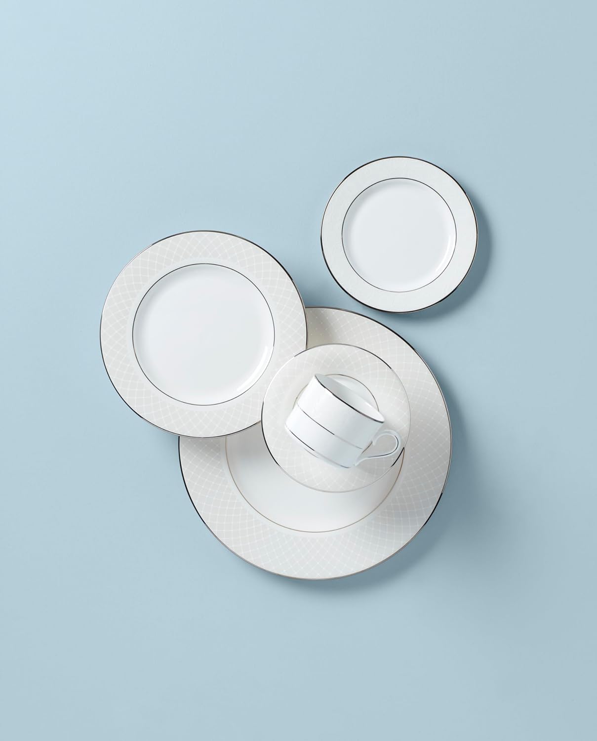Lenox Lenox – Juego de 5 piezas de encaje veneciano, juego de 5 piezas, vajilla fina de encaje veneciano, color blanco