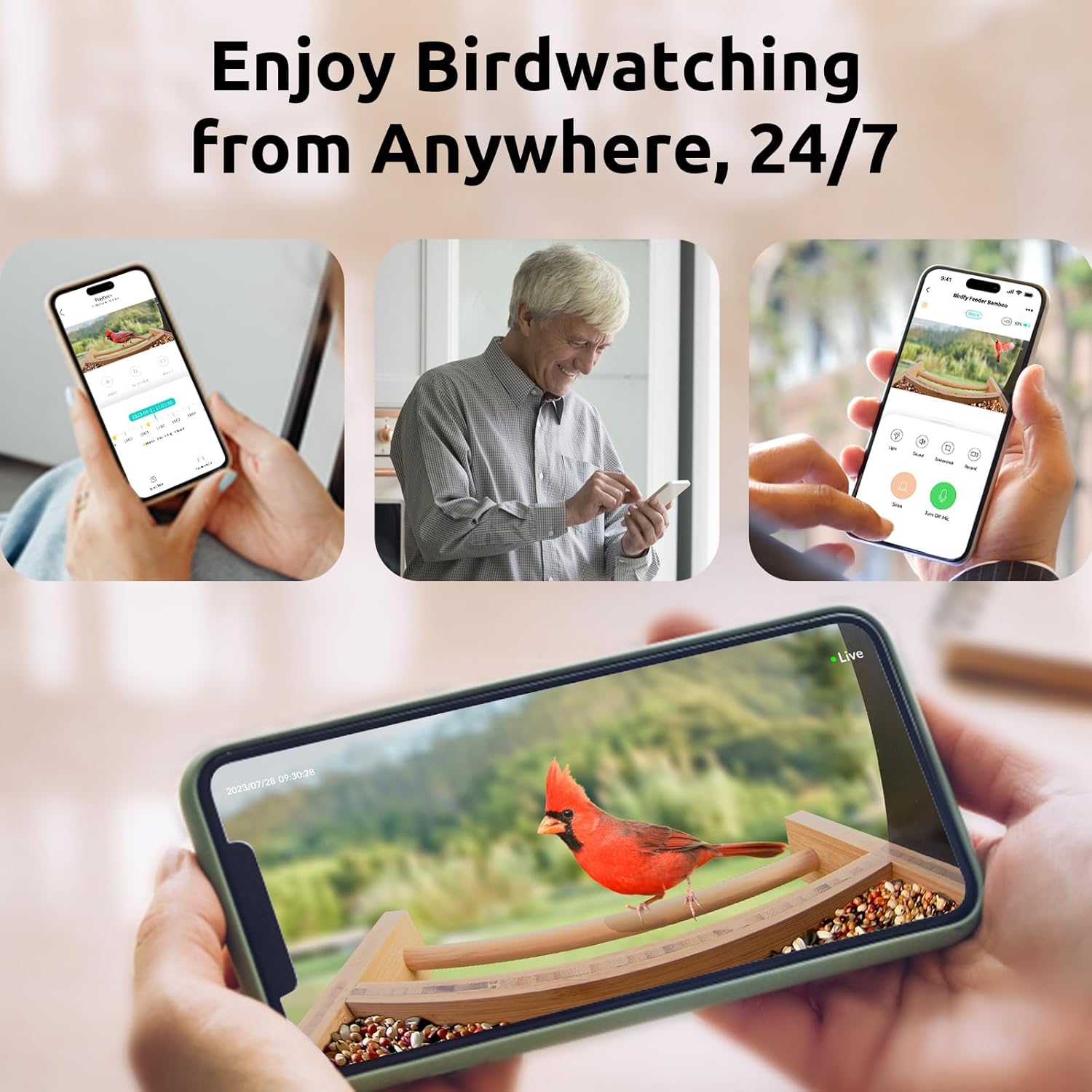 NETVUE Birdfy – Comedero inteligente mejorado para pájaros con cámara alimentado por energía solar, captura automáticamente cada pájaro y notifica a