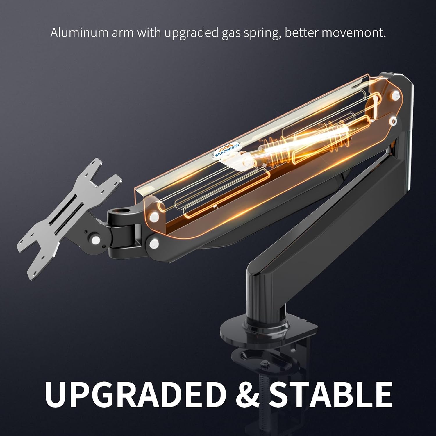 Bracwiser Soporte para monitor de 17 a 27 pulgadas con resorte de gas ajustable, soporte de escritorio con soporte de hasta 13.2 libras con base de