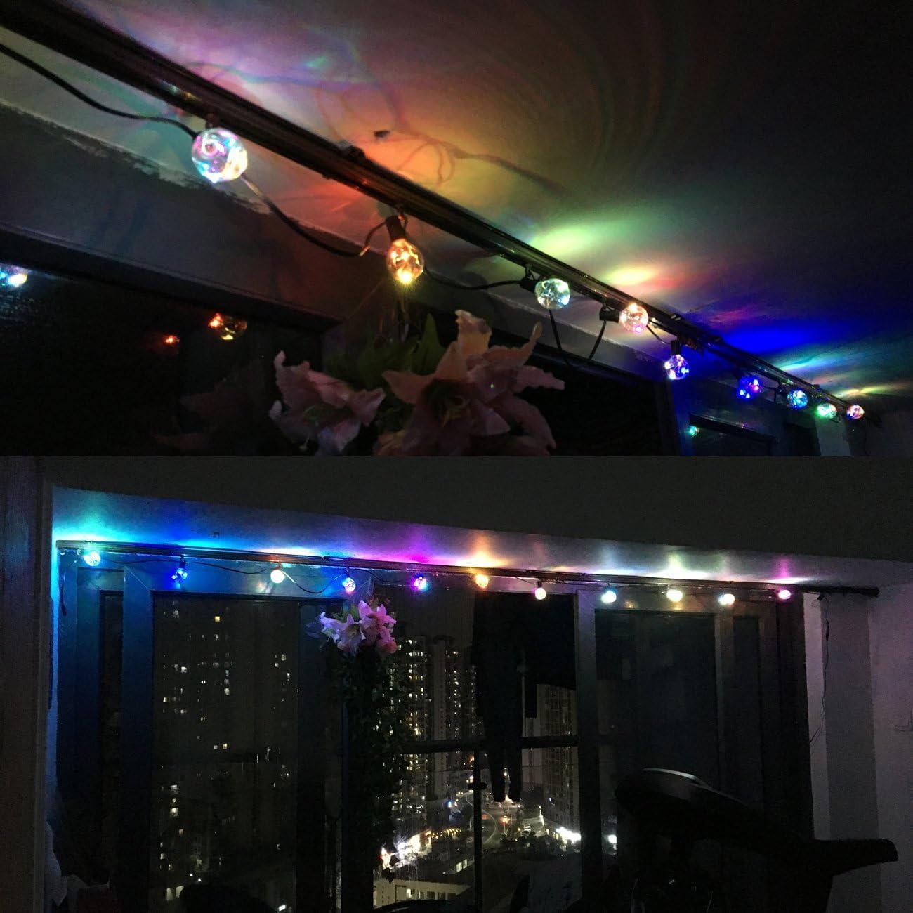 Cadena de luces para exteriores de 30 pies con 30 enchufes, bombillas LED RGB que cambian de color, inastillables, para patio, jardín (30 pies)