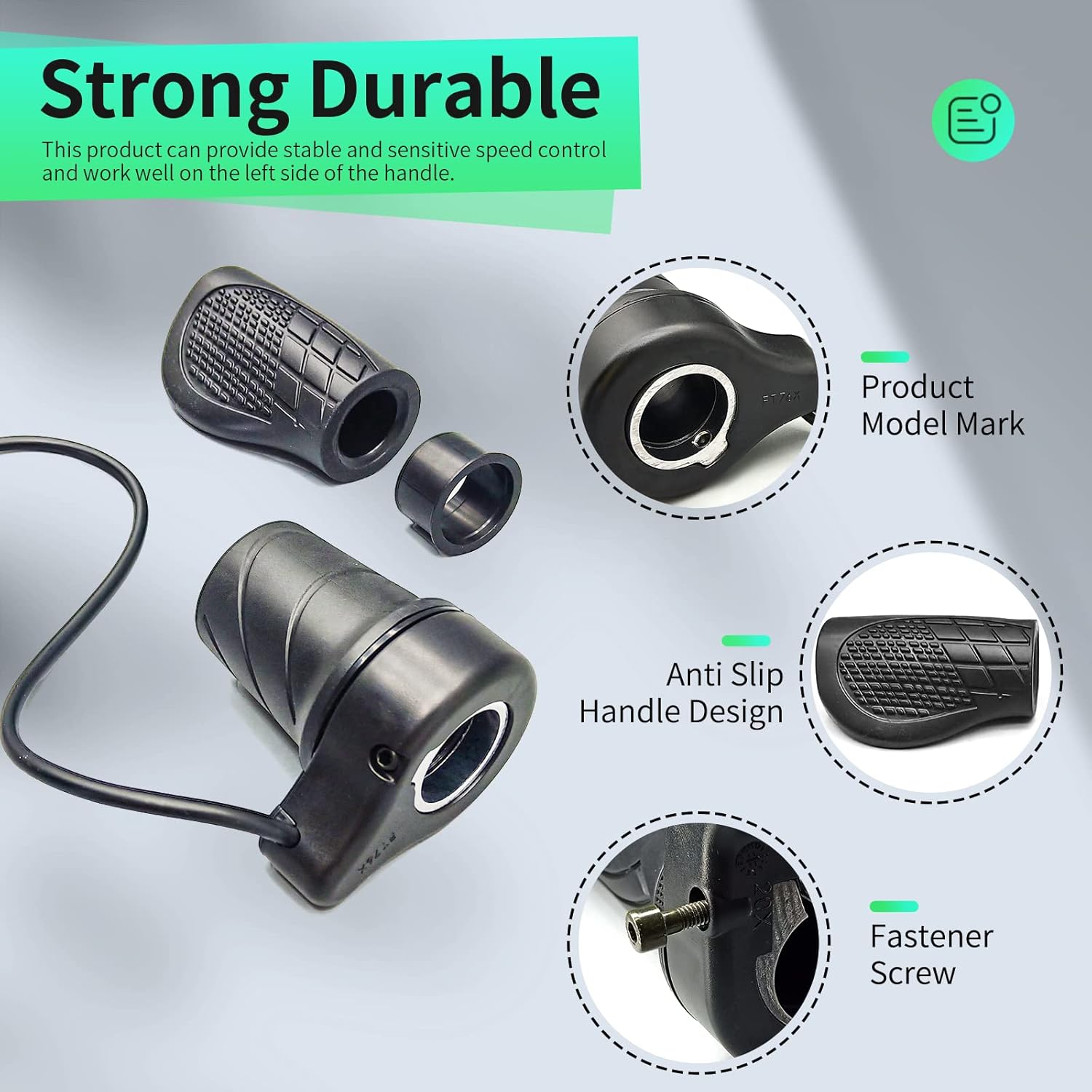 MUSELK Bicicleta eléctrica 20X Full Half Twist Acelerador Mango derecho Acelerador 3PIN Conector hembra para BBS01 BBS02 BBSHD Mid Motor Acelerador