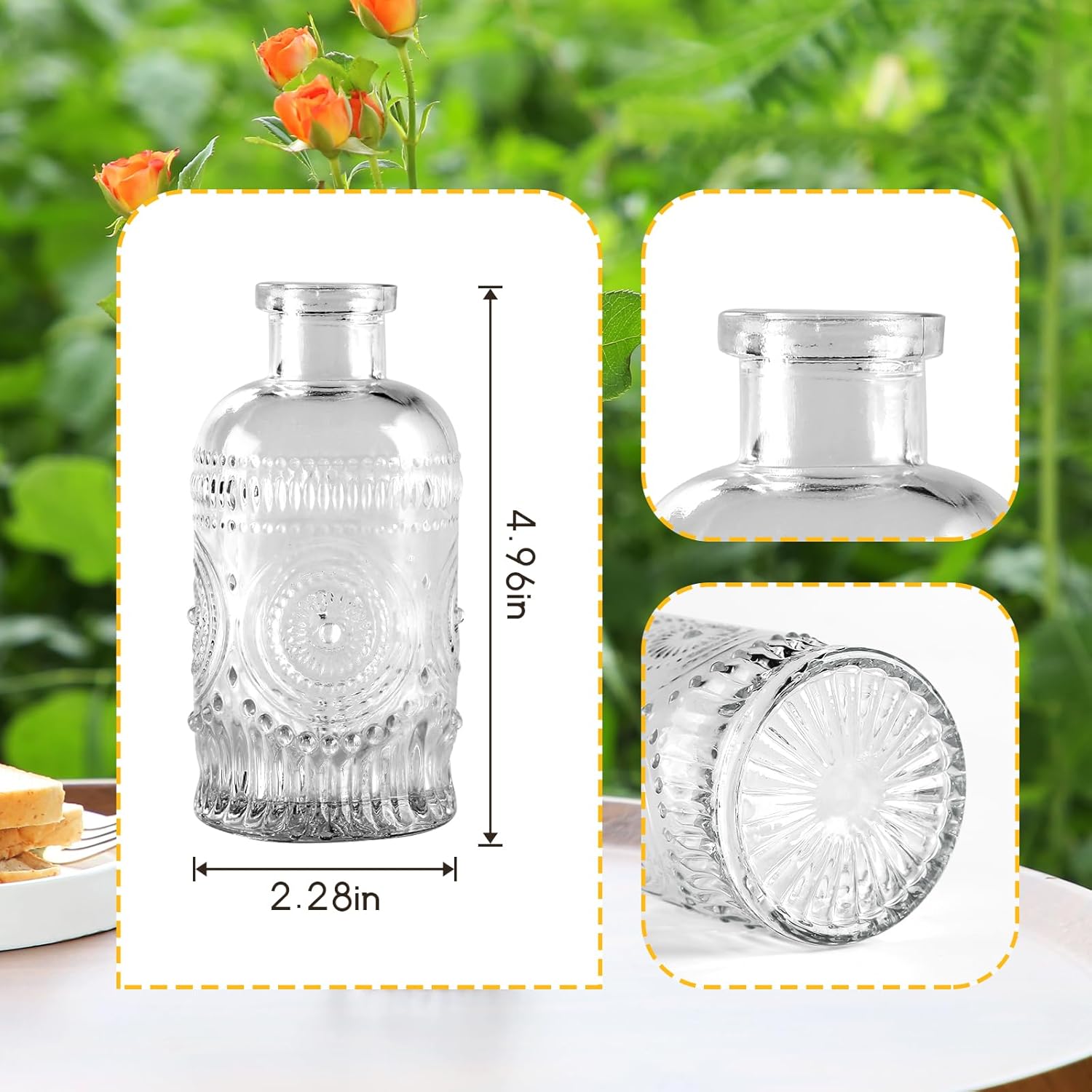 Jarrones de cristal a granel, pequeños jarrones de vidrio para flores como centros de mesa de boda para mesas, jarrones de flores transparentes