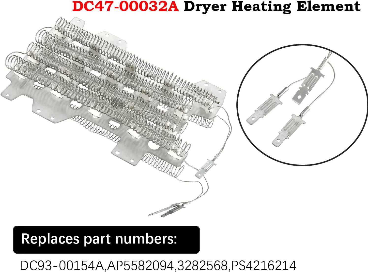 DC47-00032A Elemento de calefacción de secadora apto para secadora Samsung DV45H6300EGA3, DV45H6300EWA3, DV45K6200EWA3, DV42H5600EWA3,