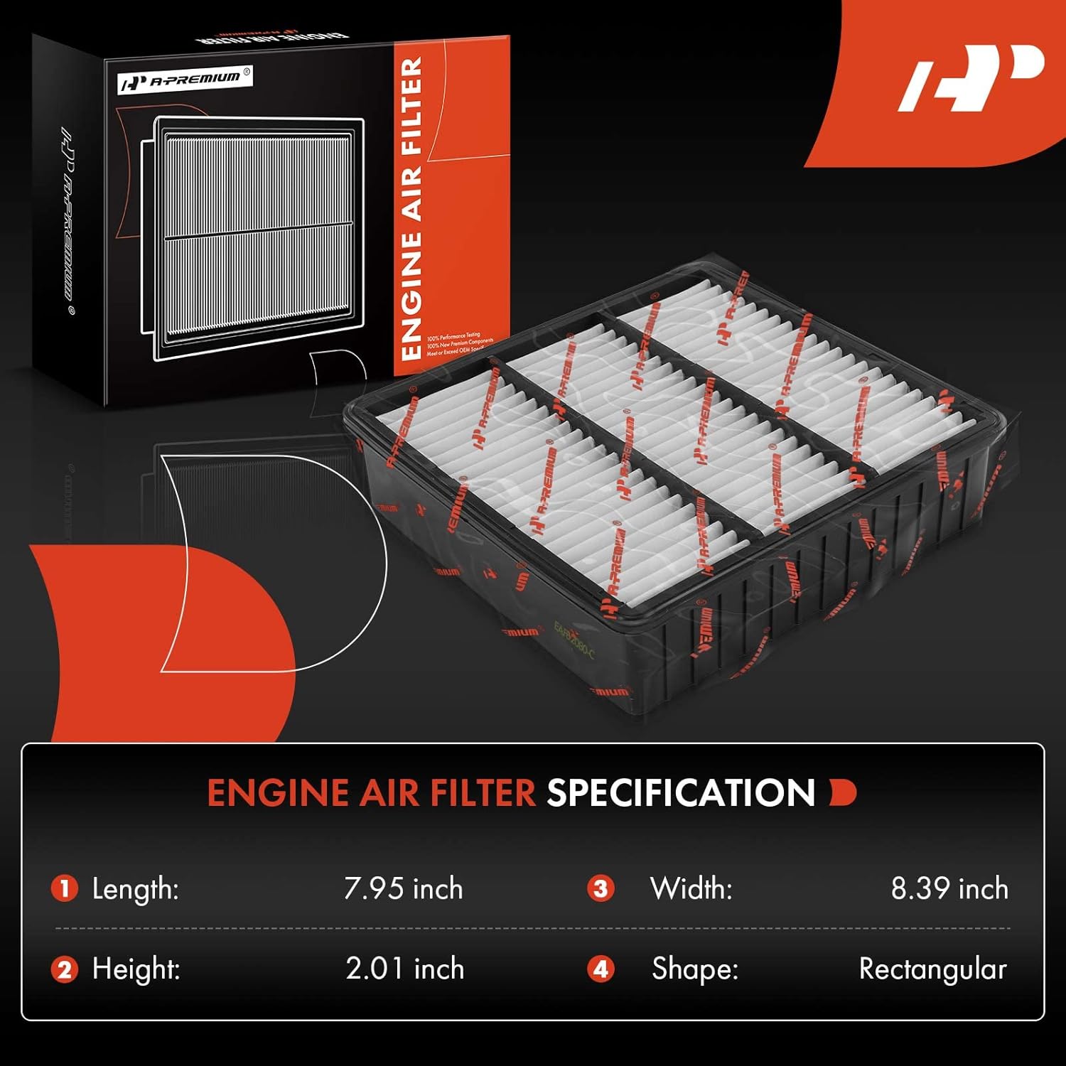 A-Premium Filtro de aire de motor compatible con Mitsubishi Lancer 2002-2007 2011, Mirage 1997-2002, Outlander 2003-2006