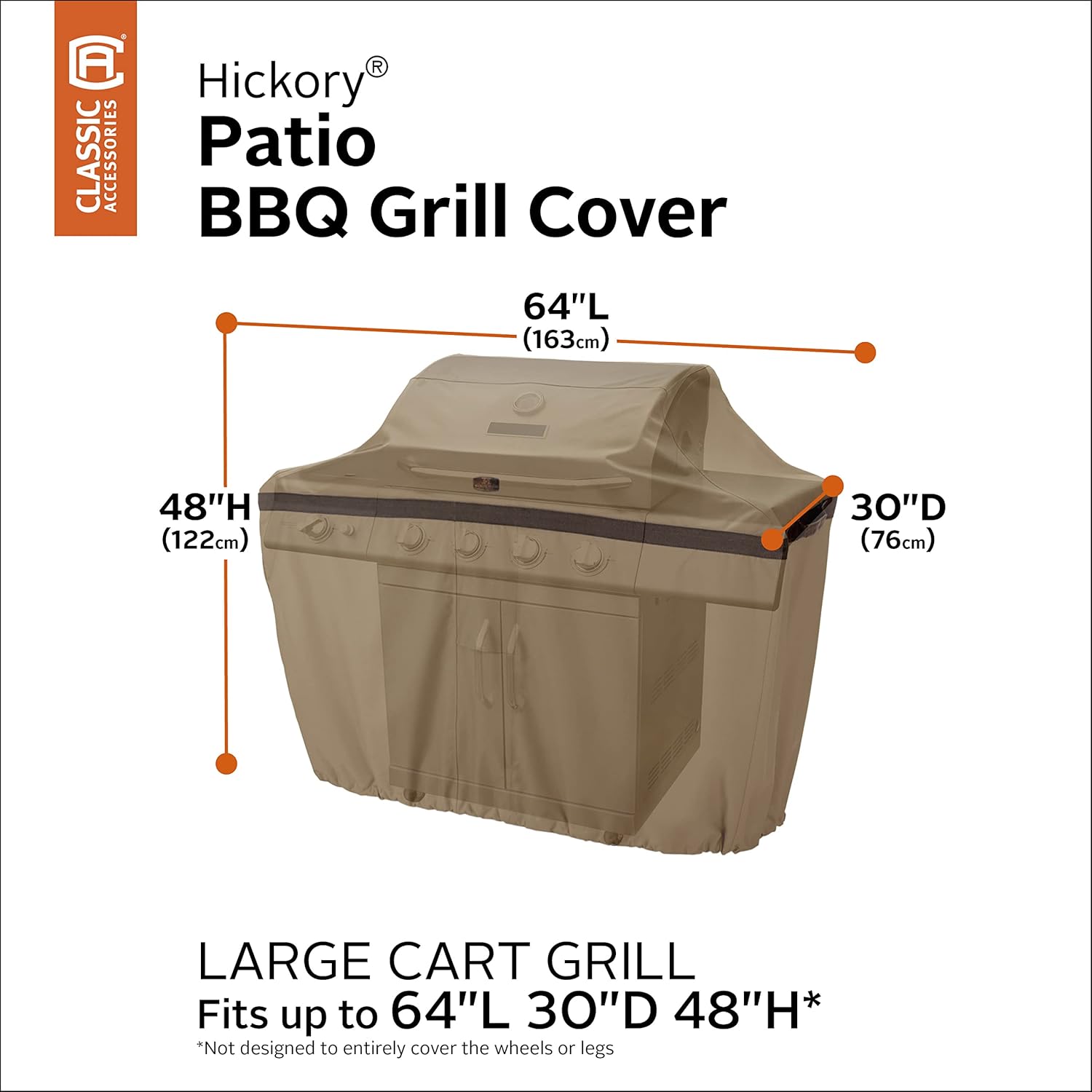 Classic Accessories. Funda para parrilla Hickory, con protección avanzada contra la intemperie., L, Hickory