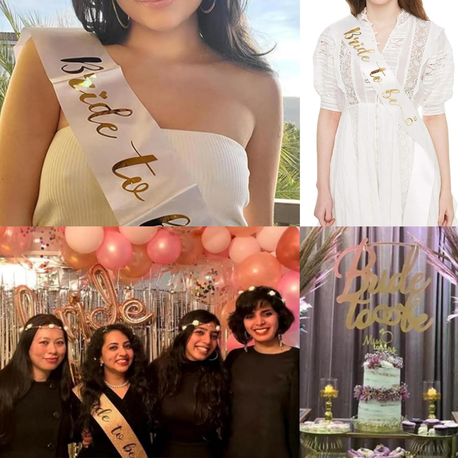Bride to Be – Banda de satén blanco para despedida de soltera, con letras doradas, suministros de decoración, accesorios, boda, compromiso, fiesta
