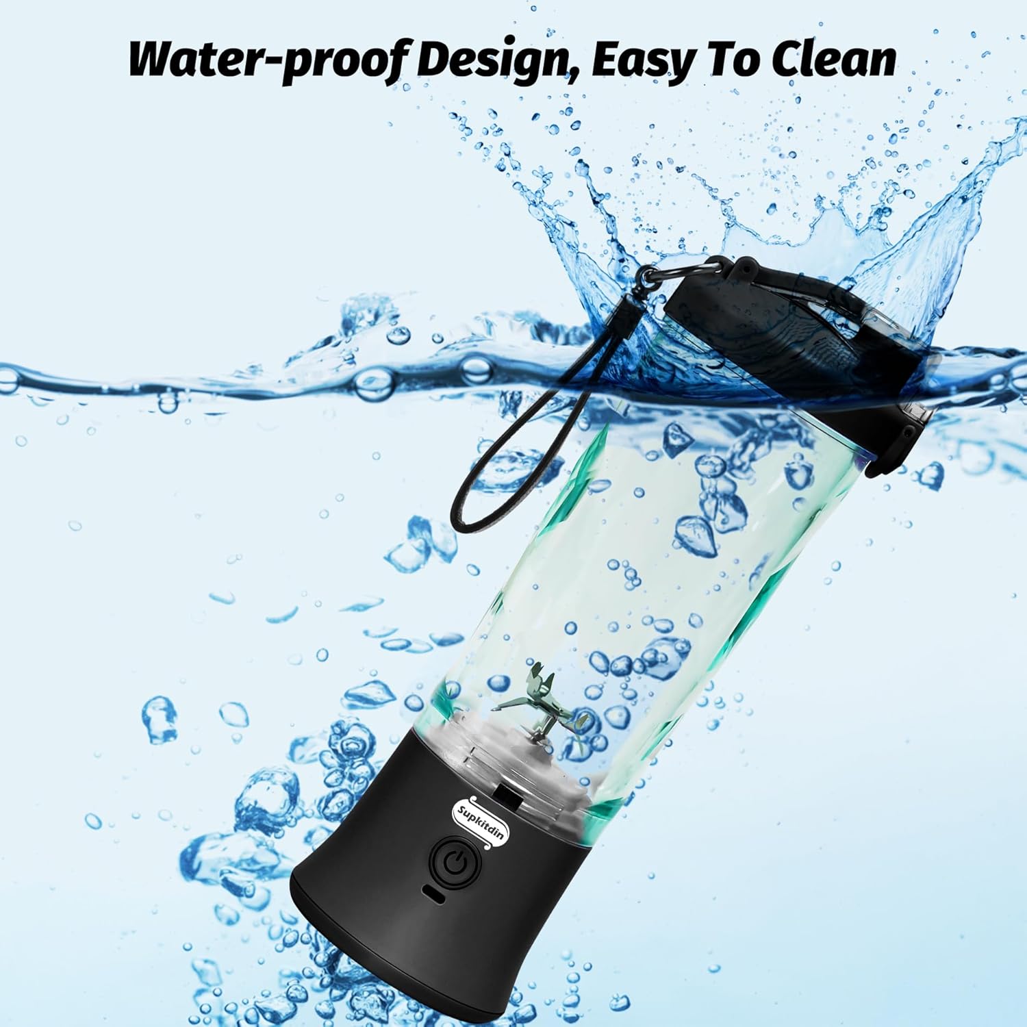 Supkitdin – Licuadora portátil de 20 onzas recargable por USB, impermeable, para batidos y licuados, con 6 cuchillas ultra afiladas para viajes,