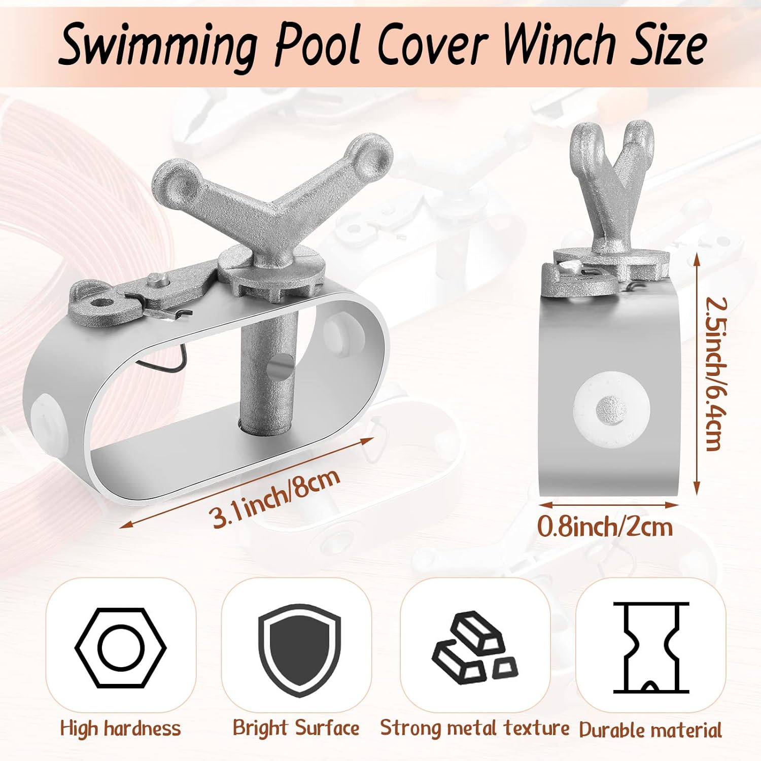 Juego de 2 cubiertas de piscina para cabrestante y cable para cubierta de piscina, cable de 4 piezas, cabrestante para cubiertas de piscina sobre el