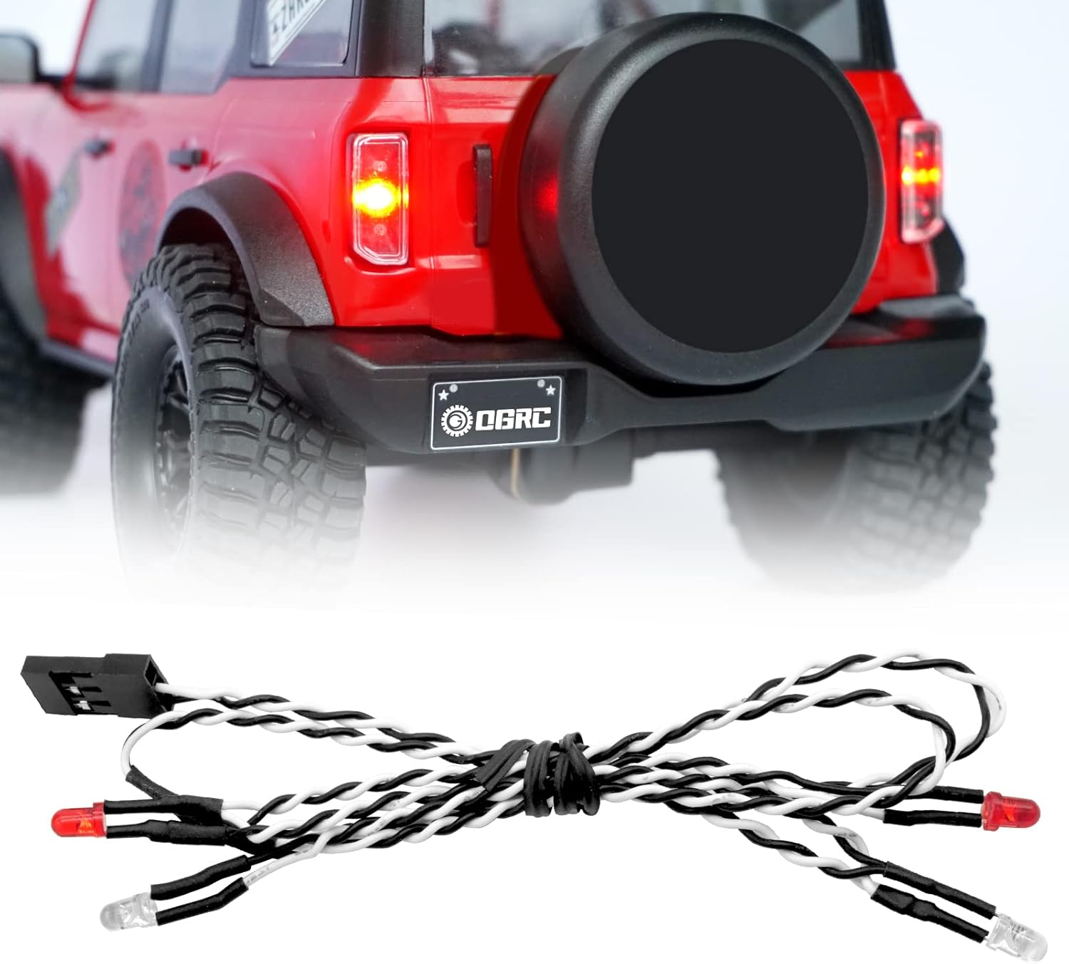 OGRC – Kit de faros traseros LED a control remoto, luz delantera y trasera RC para TRX4M 118 RC Crawler piezas de actualización de automóvil (blanco