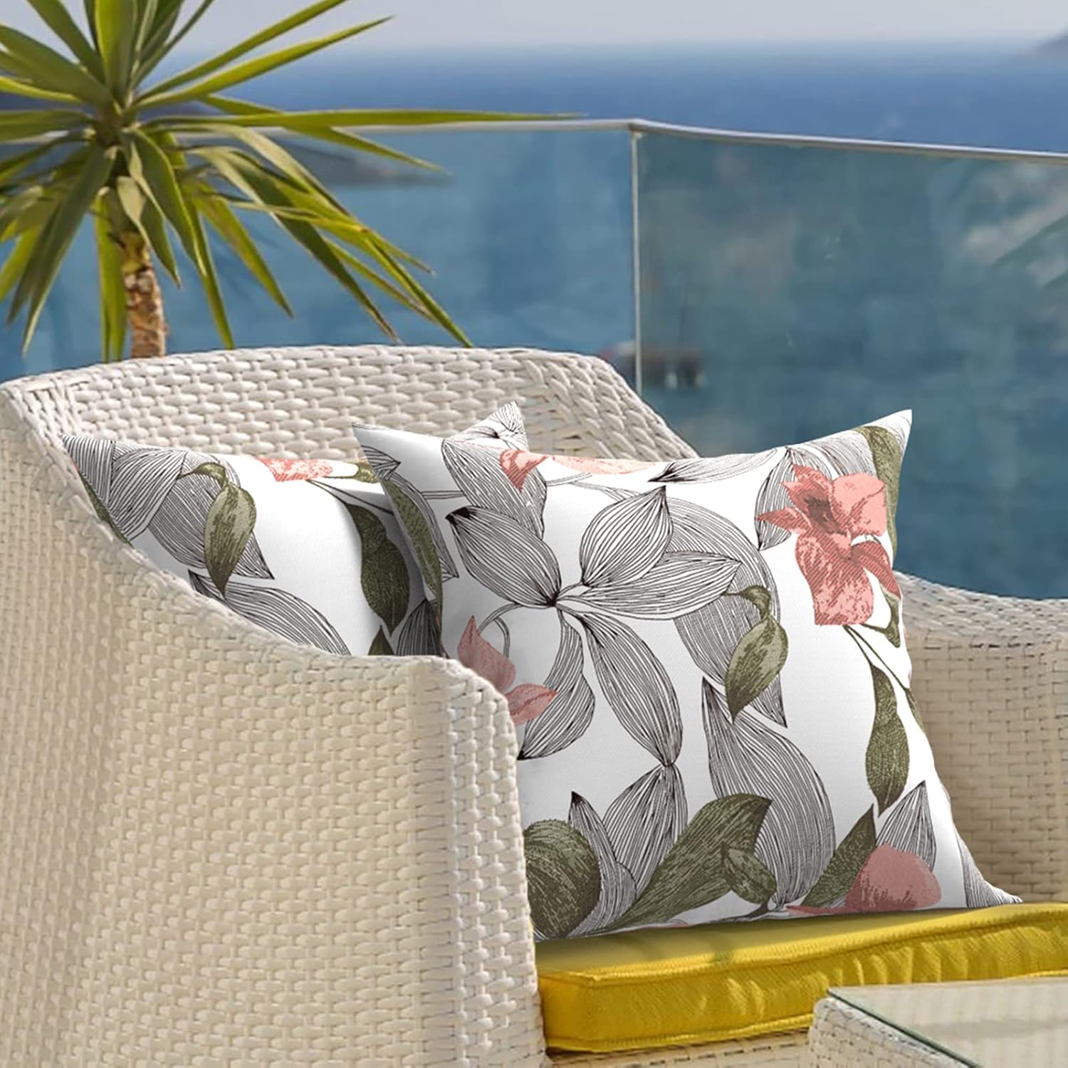 TWLEAR Almohadas de exterior para muebles de patio de 18 x 18 pulgadas, almohadas cuadradas para exteriores con insertos, almohadas decorativas para