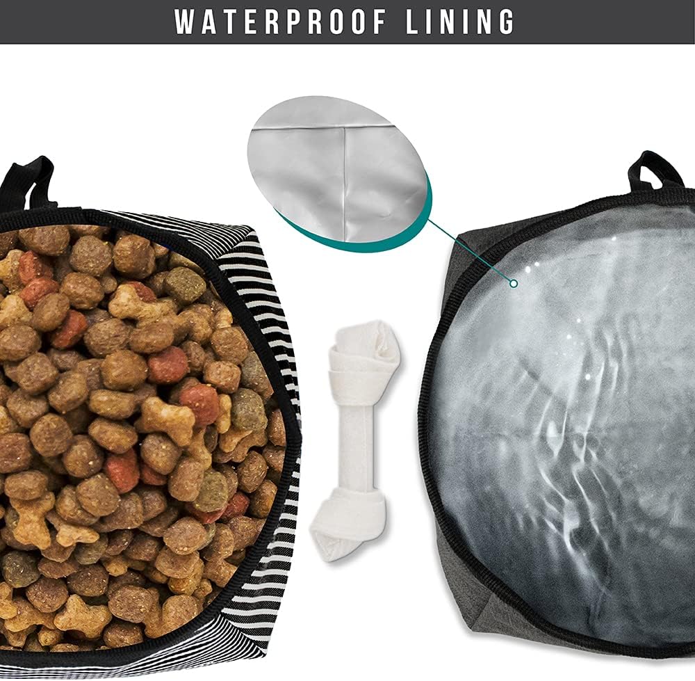 PetAmi Bolsa de viaje de comida para perros  Transportador de croquetas para perros con kit de cuencos de agua plegables para perros  Almacenamiento