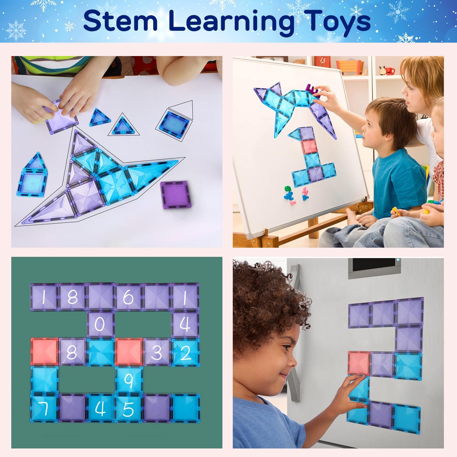 TOY Life Azulejos magnéticos para niños de 3 a 5 años, 46 piezas de bloques magnéticos para niños de 3 a 5 años, juguetes de construcción