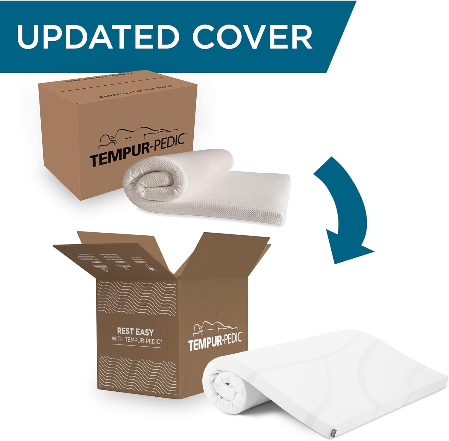 TEMPUR-Adapt (Supreme) 3%22 – Cubrecolchón de espuma viscoelástica, tamaño King y 15440325P TEMPUR-Cloud Breeze Almohada de enfriamiento doble,