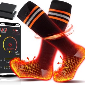 Calcetines térmicos para hombres y mujeres, 5 V 5000 mAh recargables lavables con batería con control de aplicación, calentador eléctrico de pies Calcetines térmicos para hombres y mujeres, 5 V 5000 mAh recargables lavables con batería con control de aplicación, calentador eléctrico de pies