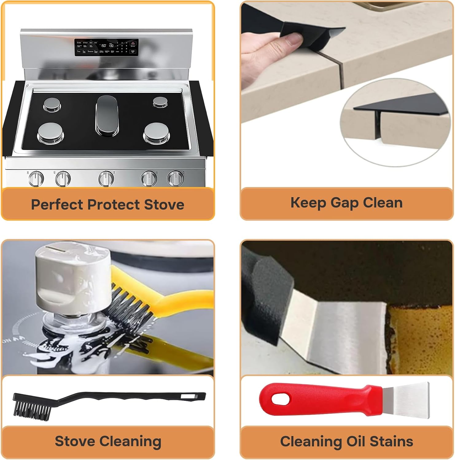 Protectores para estufas de gas, protector de 0.012 in, cubiertas para quemadores de estufa de gas, 3 protectores de alfombrilla de estufa con 2