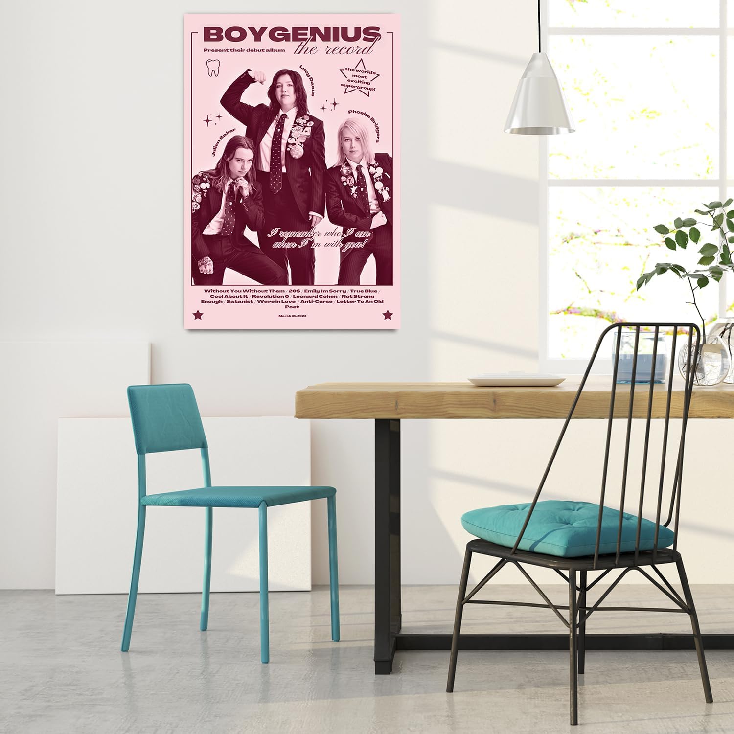 Boygenius – Póster de banda de rock, pósteres musicales, pinturas decorativas, póster vintage, arte de pared para sala de estar, sin marco, 16 x 24