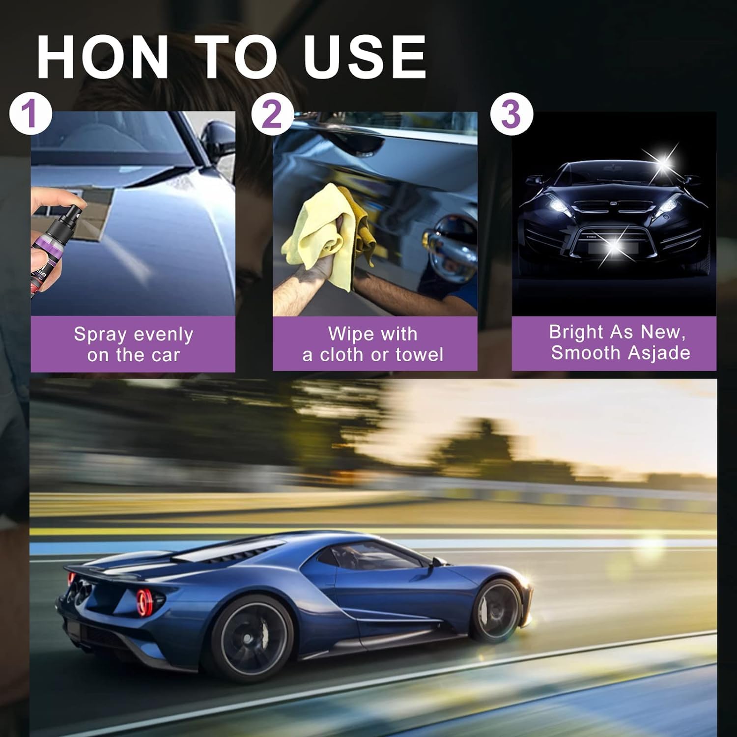 2 aerosoles de limpieza 3 en 1 de alta protección para revestimiento de automóvil, de alta protección, espray de esmalte de cera de automóvil,