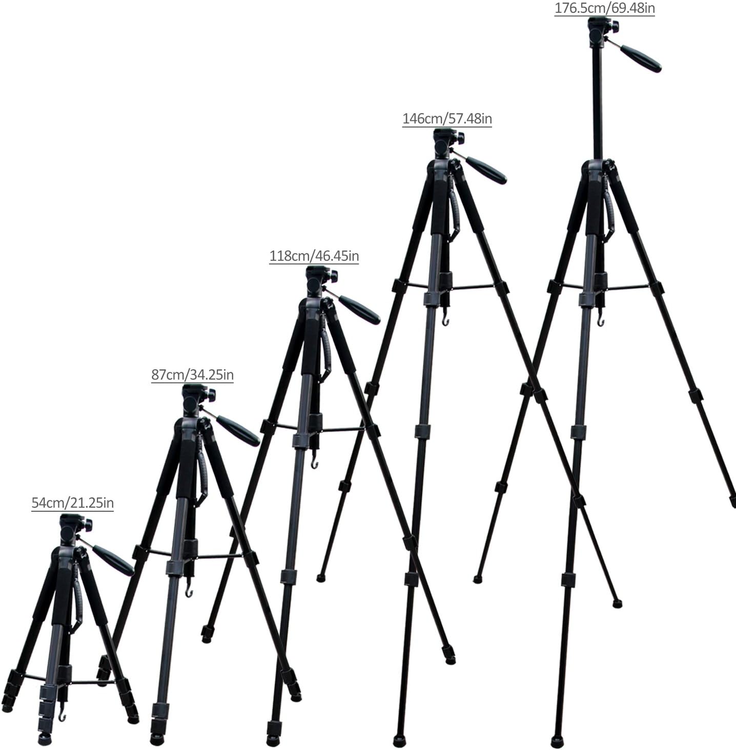 70″176.5cm 2-en-1 Trípode Monopod-Cámara Trípode Aluminio Viaje Trípode con Bolsa para CanonNikonSony DSLRSLR Cámara