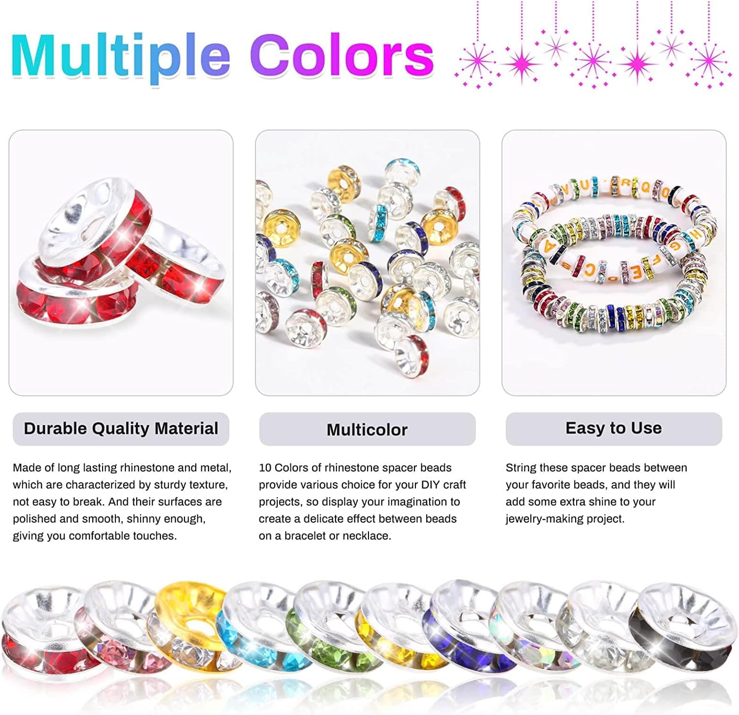 HAAMIIQII 100 cuentas espaciadoras Rondelle de 0.157 pulgadas chapadas en plata, diamantes de imitación de cristal checo para hacer joyas, cuentas