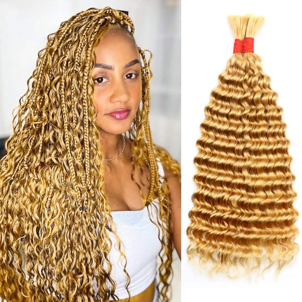 Cabello humano ondulado profundo a granel para trenzar, sin trama, 3.53 oz (1 paquete-2 paquetes), 100% cabello humano virgen brasileño sin