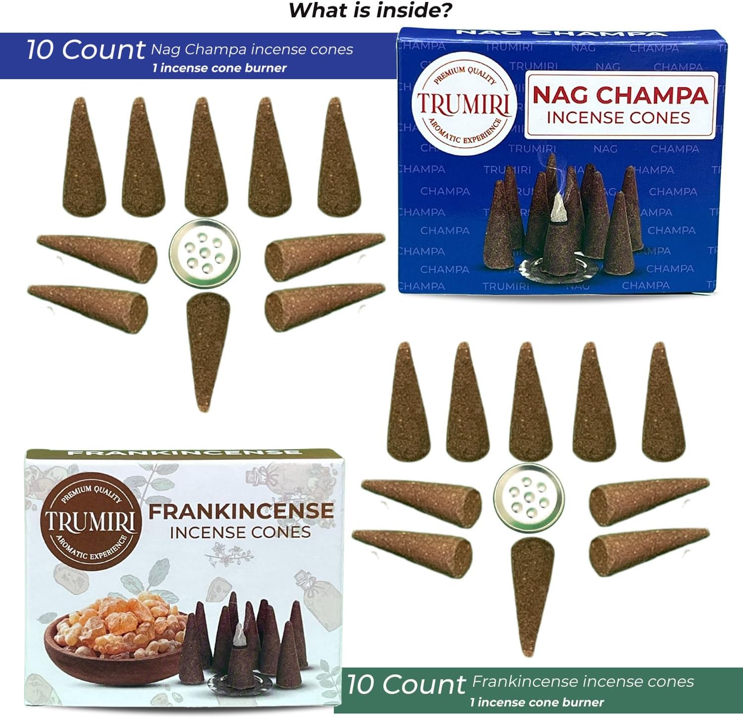 Conos de incienso  Paquete combinado de 20 conos de incienso  10 incienso + 10 Nag Champa  Conos de insencia  Conos de incienso perfumados  Aromas