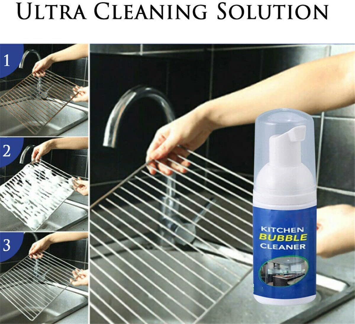Foam Rust Remover Kitchen All-purpose Cleaning Bubble Spray, Multi-purpose Foam Kitchen Grease Cleaner, Rinse-free Cleaning Spray for