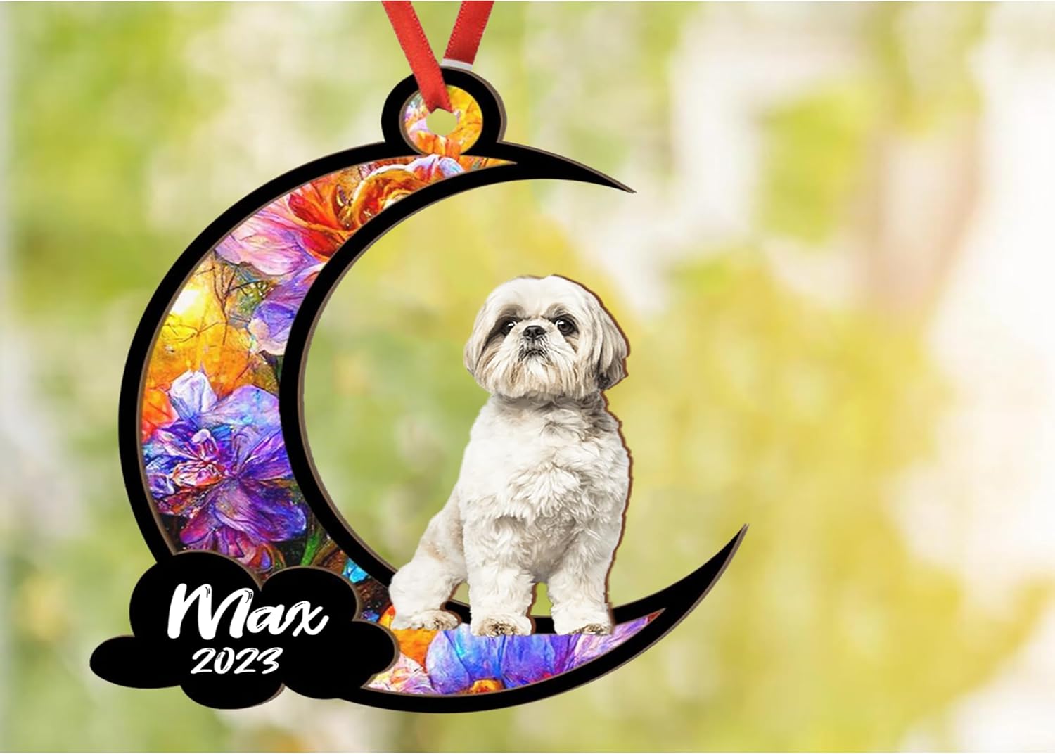 Adorno de Navidad personalizado Shih Tzu, atrapasoles – Nombre personalizado de Shih Tzu2, adorno 3D personalizado de razas de perros, atrapasueños