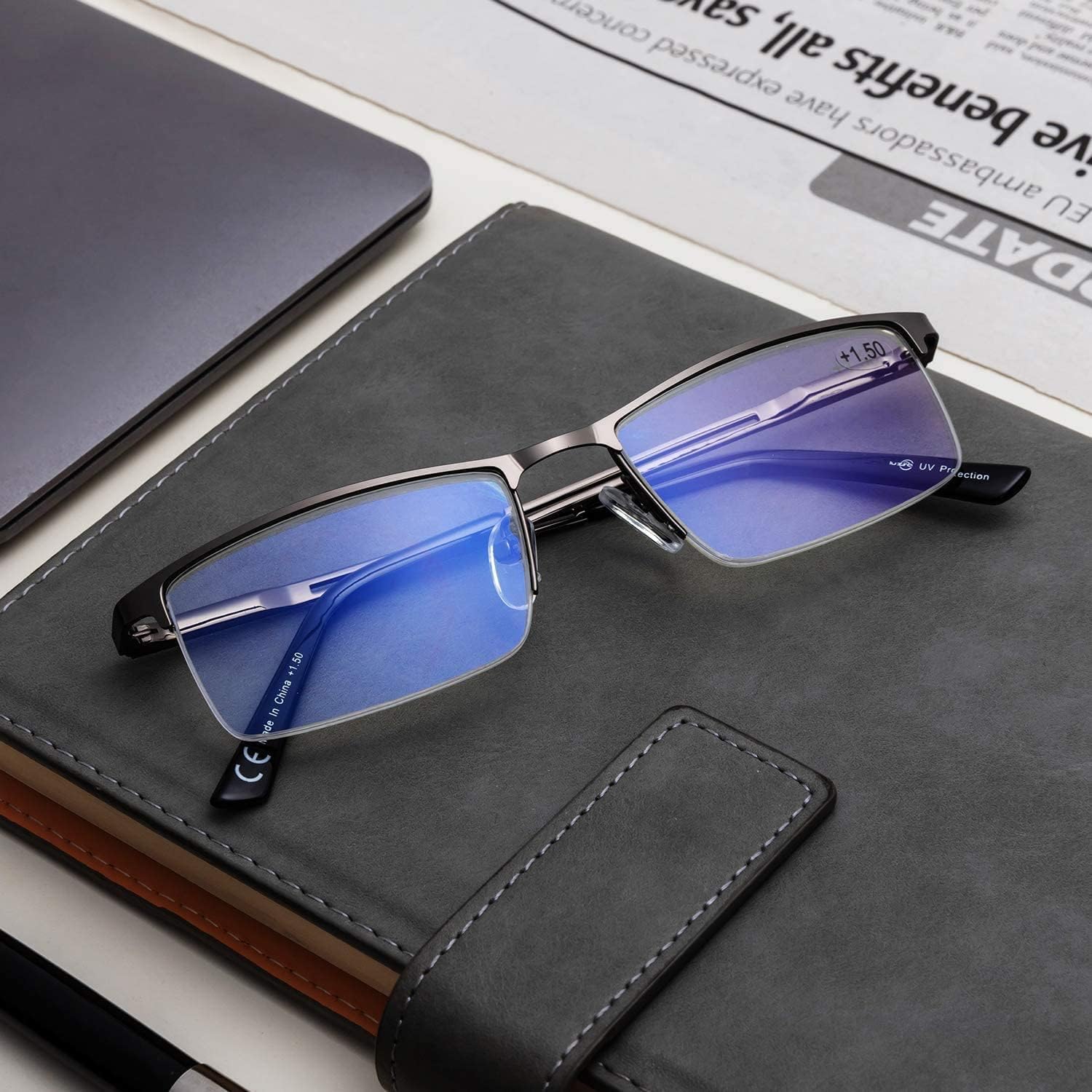Paquete de 5 lentes de lectura con bloqueo de luz azul para hombres y mujeres, antideslumbramiento por computadora, fatiga ocular, bisagra de