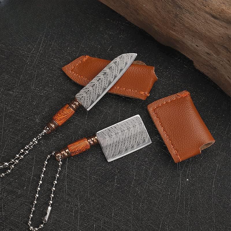 Liberal Brightdeer Juego de mini cuchillos, mini juego de cuchillos de bolsillo, cuchillo pequeño mini cuchillo de chef EDC con funda para abridor