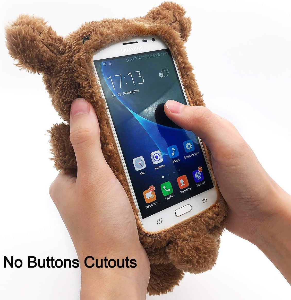 LUVI Funda compatible con iPhone 13 Pro Max, funda de dibujos animados con oso 3D, pelo de piel peluda, bonita funda protectora mullida y a la moda,