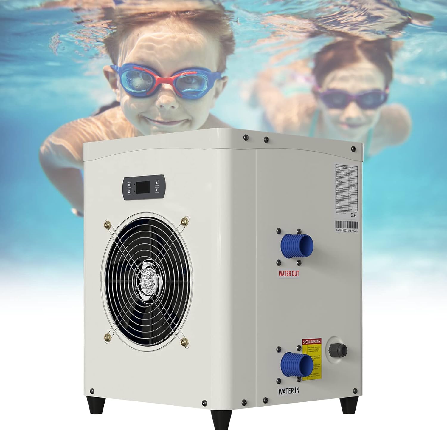 ABORON – Calentador de agua para piscinas sobre el suelo, bomba de calor de piscina, 14300 BTUh, hasta 2300 galones, 110V  120V60Hz