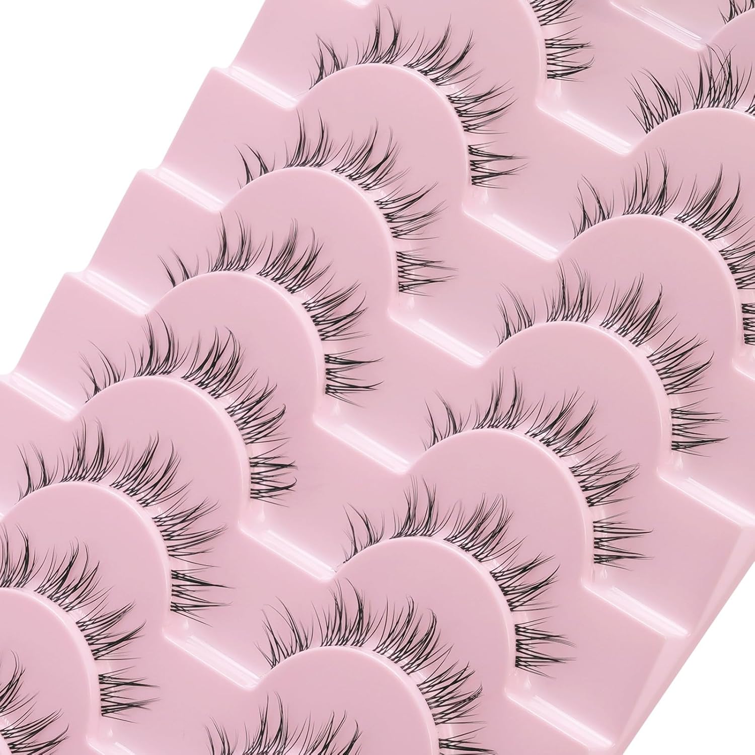 Paquete de 10 pares de pestañas postizas de visón finas, esponjosas, aspecto natural, banda de pestañas transparentes