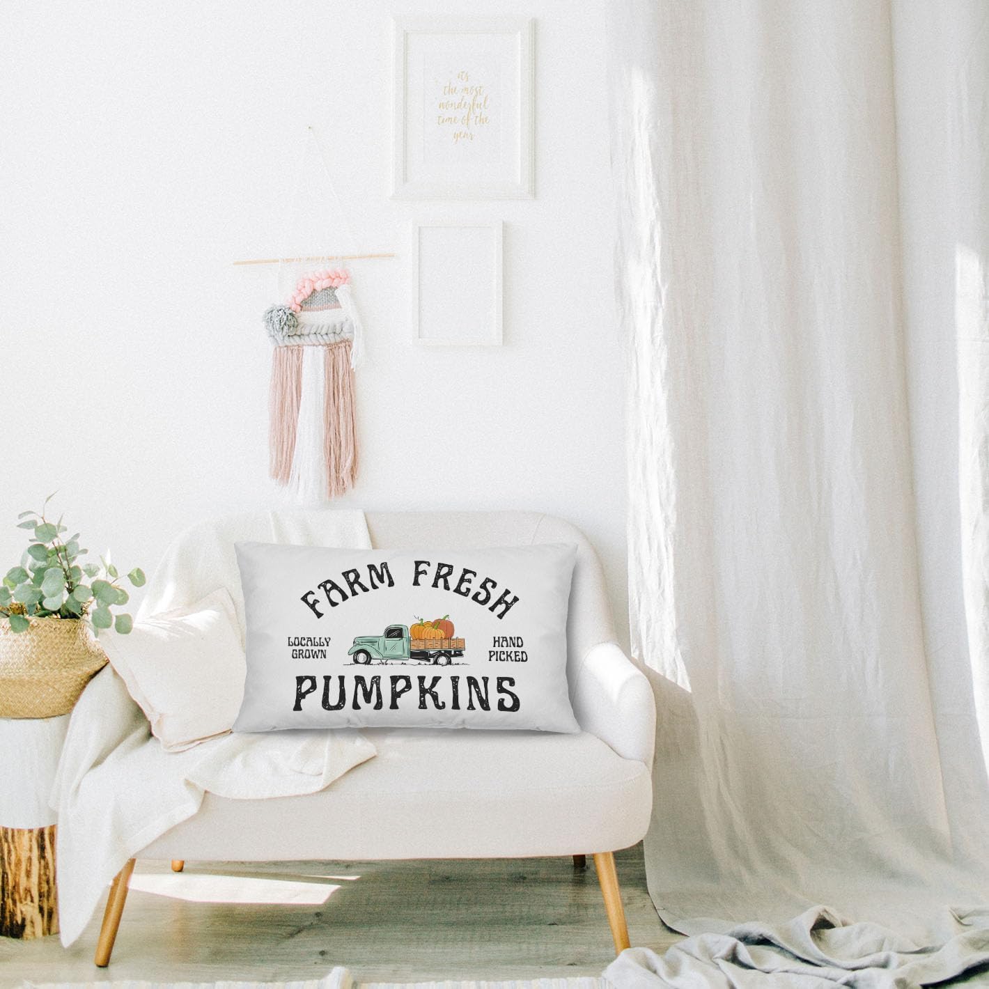 Fundas de almohada de otoño de 12 x 20 pulgadas, funda de almohada de calabaza, almohada de camión, fundas de almohada de otoño, decoraciones de