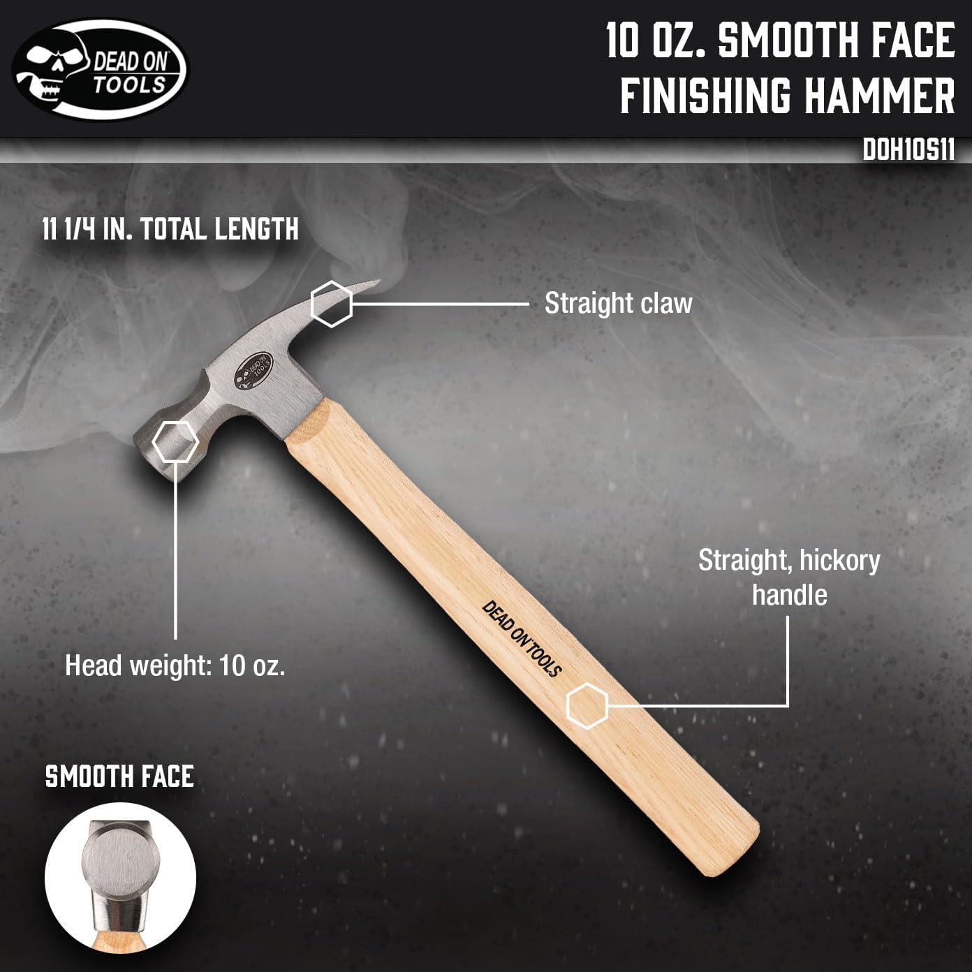 Dead On Tools -Martillo de acabado de cara lisa de 10 oz (DOH10S11)