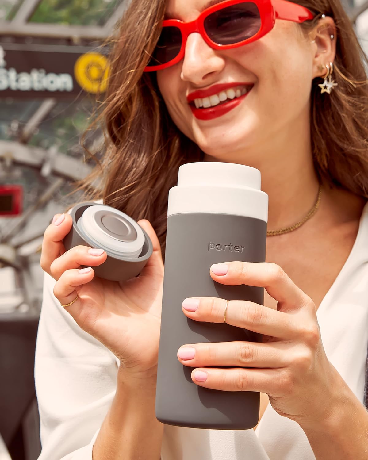 W&P Porter Botella aislada de 16 onzas, revestimiento de cerámica Clean Taste para agua, café y té, boca ancha aislada al vacío, apta para
