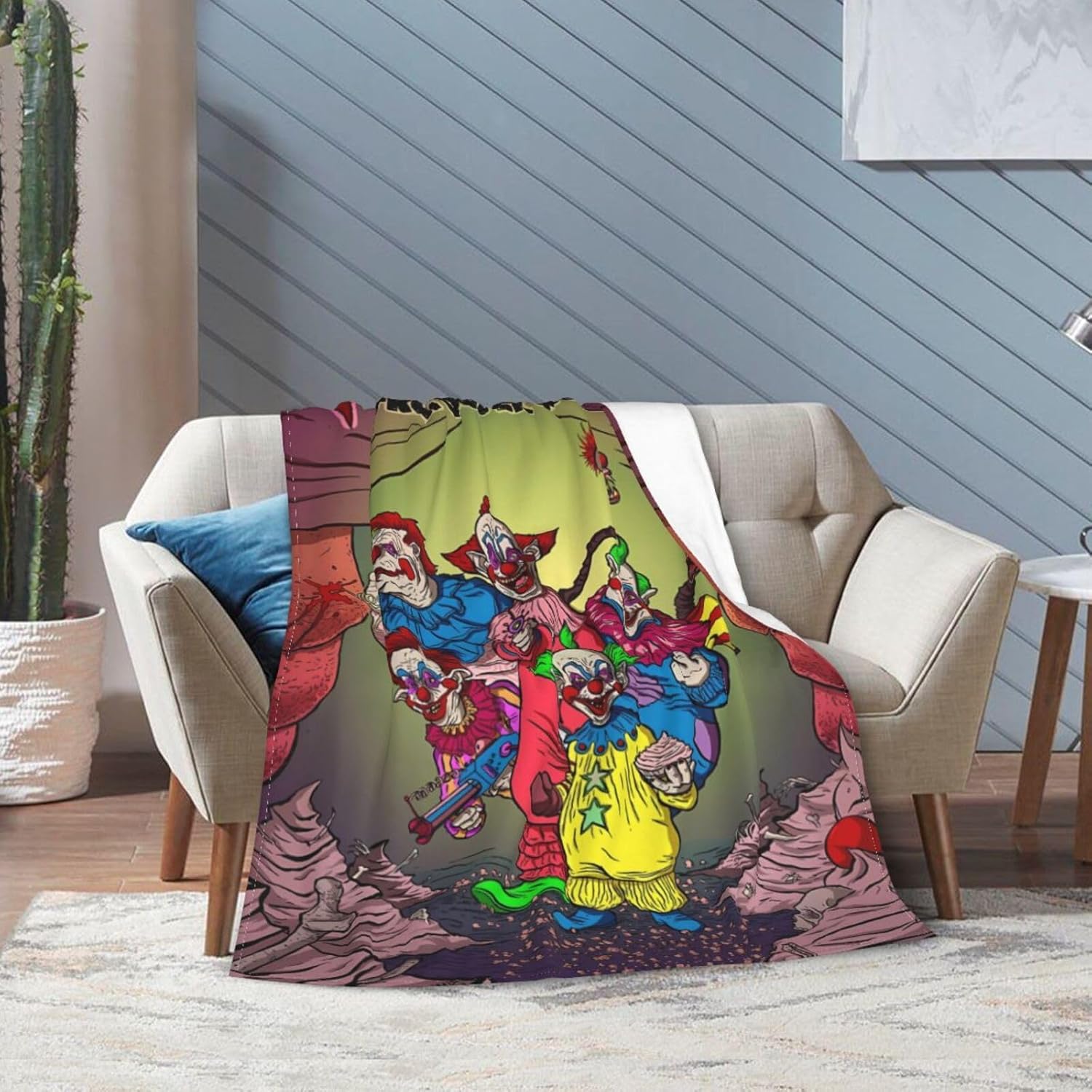 Mantas Killer de película de terror Klowns from Outer Space – Manta de forro polar para sofá y dormitorio, mantas suaves de aire acondicionado para