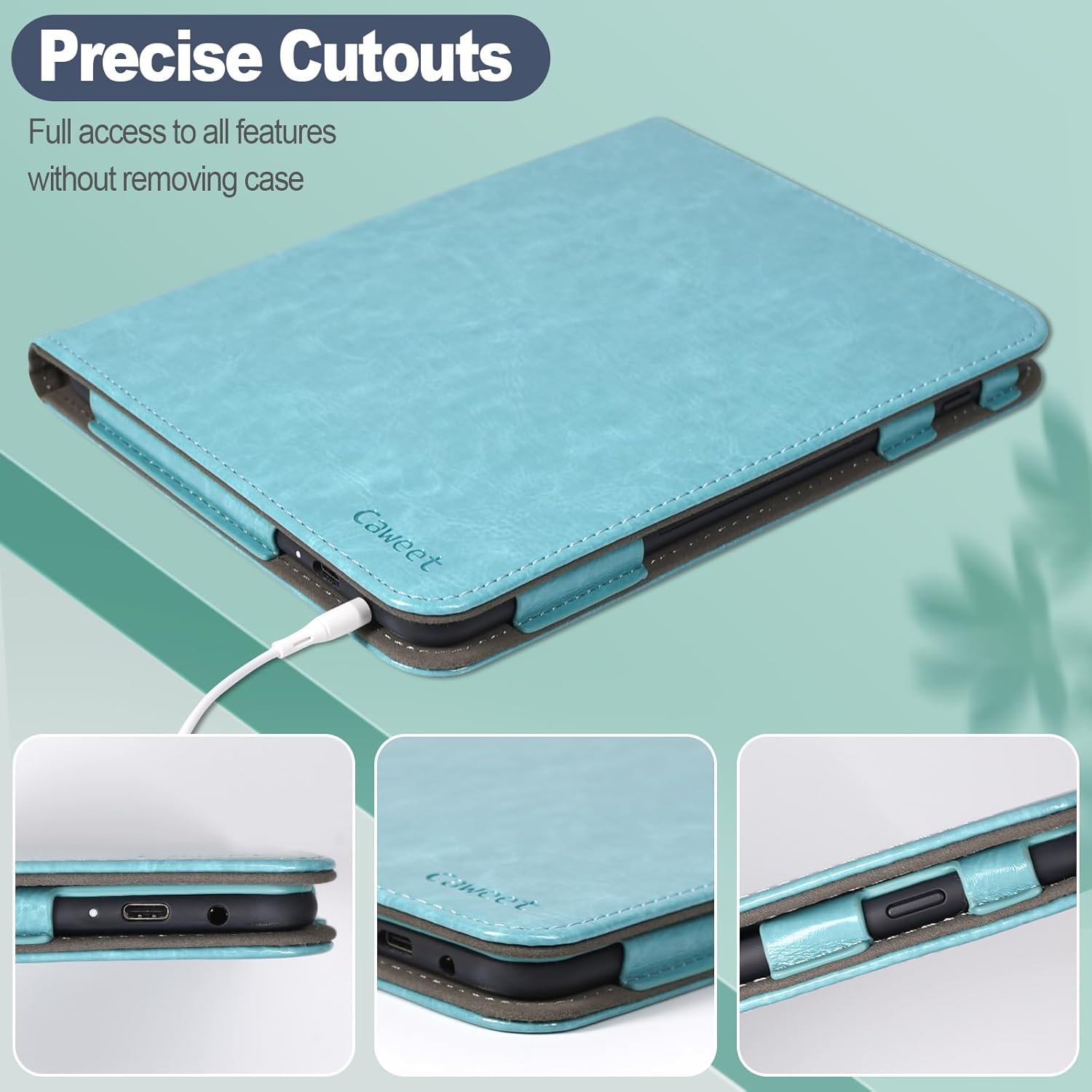 Caweet Funda para Nook GlowLight 4 Plus de 7.8 pulgadas versión 2023, funda protectora de piel sintética plegable con ranura para tarjetas y correa