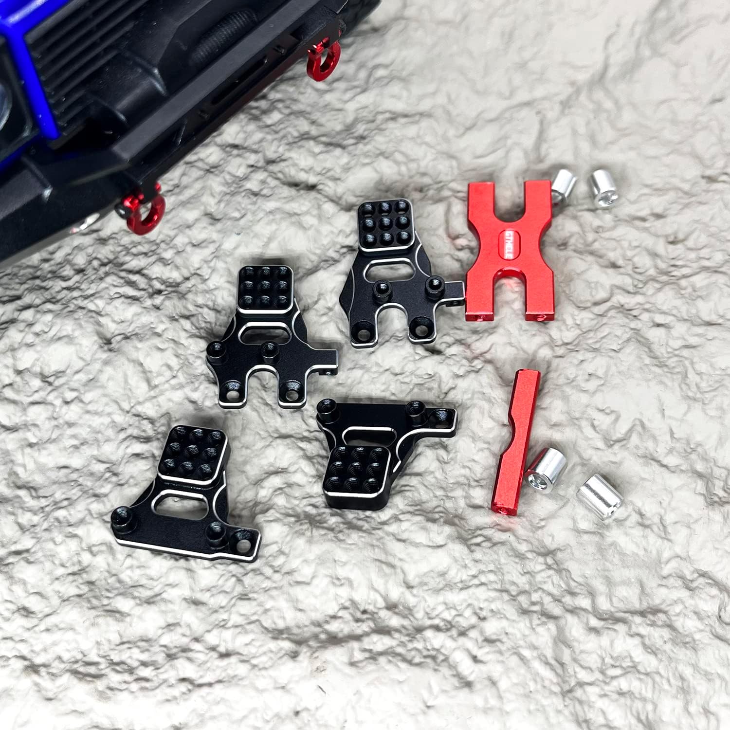 Soportes de choque Soporte de amortiguador de múltiples orificios Torre de aluminio para TRX4M Defender 118 RC Crawler Upgrades (rojo)