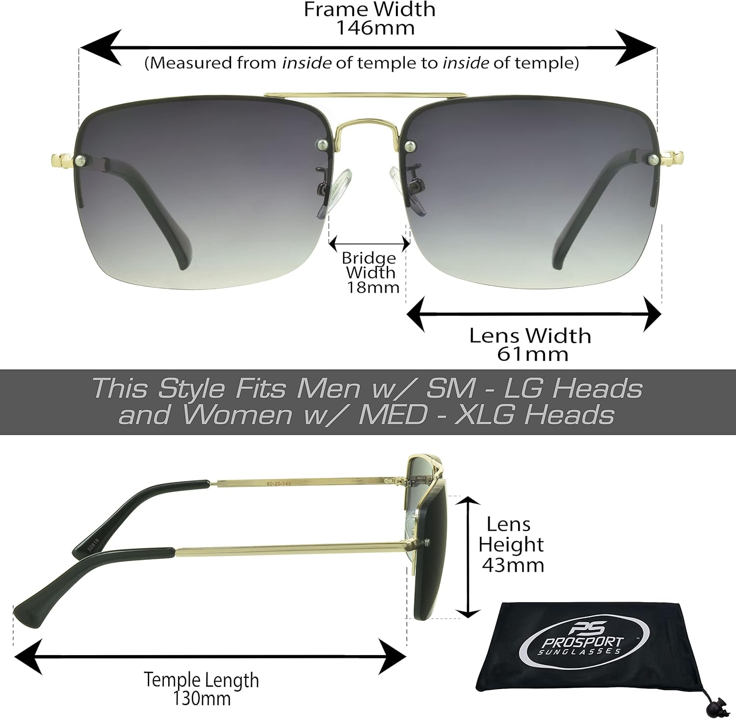 proSPORT Gafas de sol de aviador, lentes de lectura tintadas, lentes completas, para hombres y mujeres, no bifocales