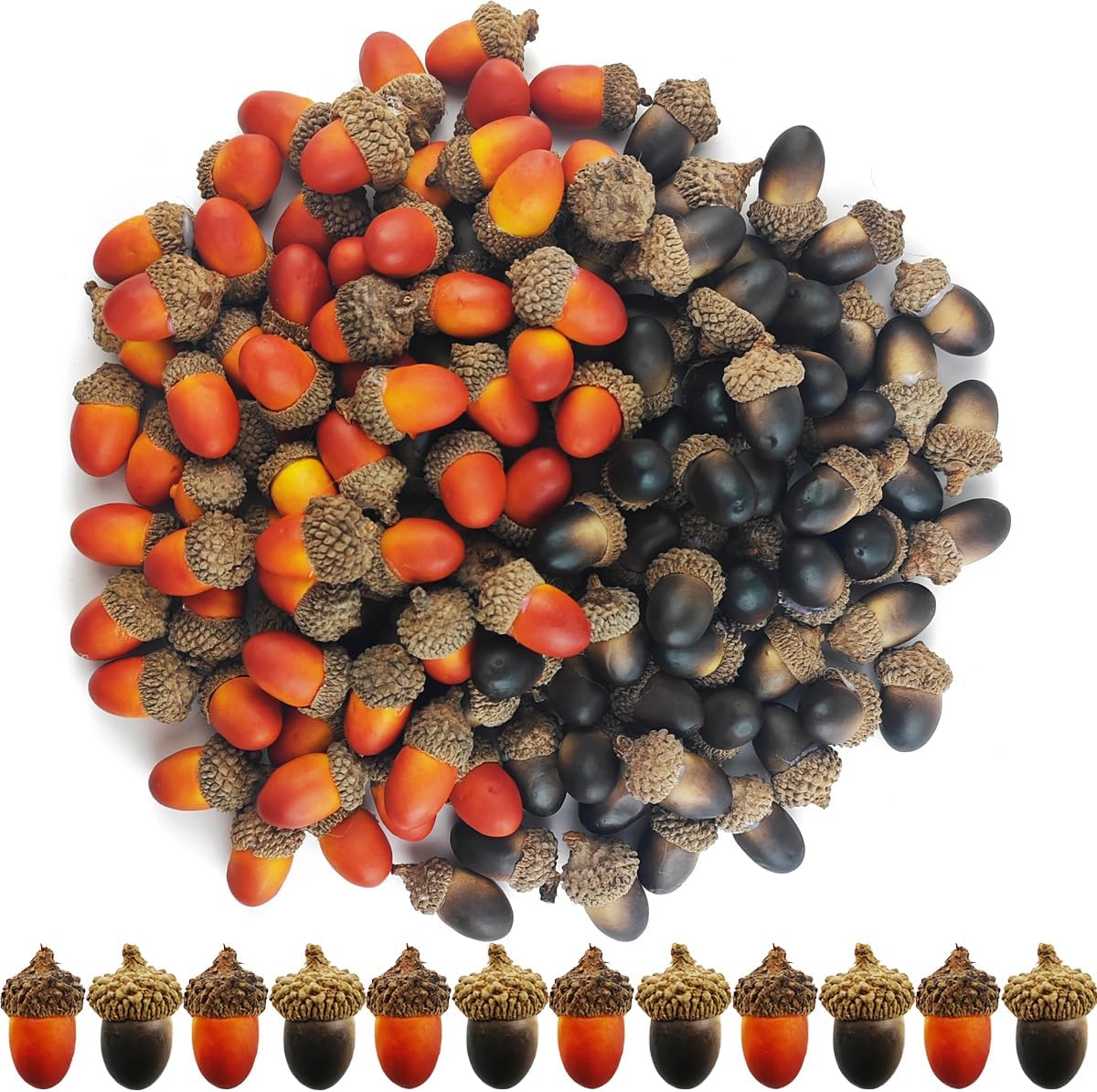 TIHOOD 160 bellotas artificiales a granel, pequeñas bellotas falsas de simulación realista con tapa natural para manualidades, boda, decoración de