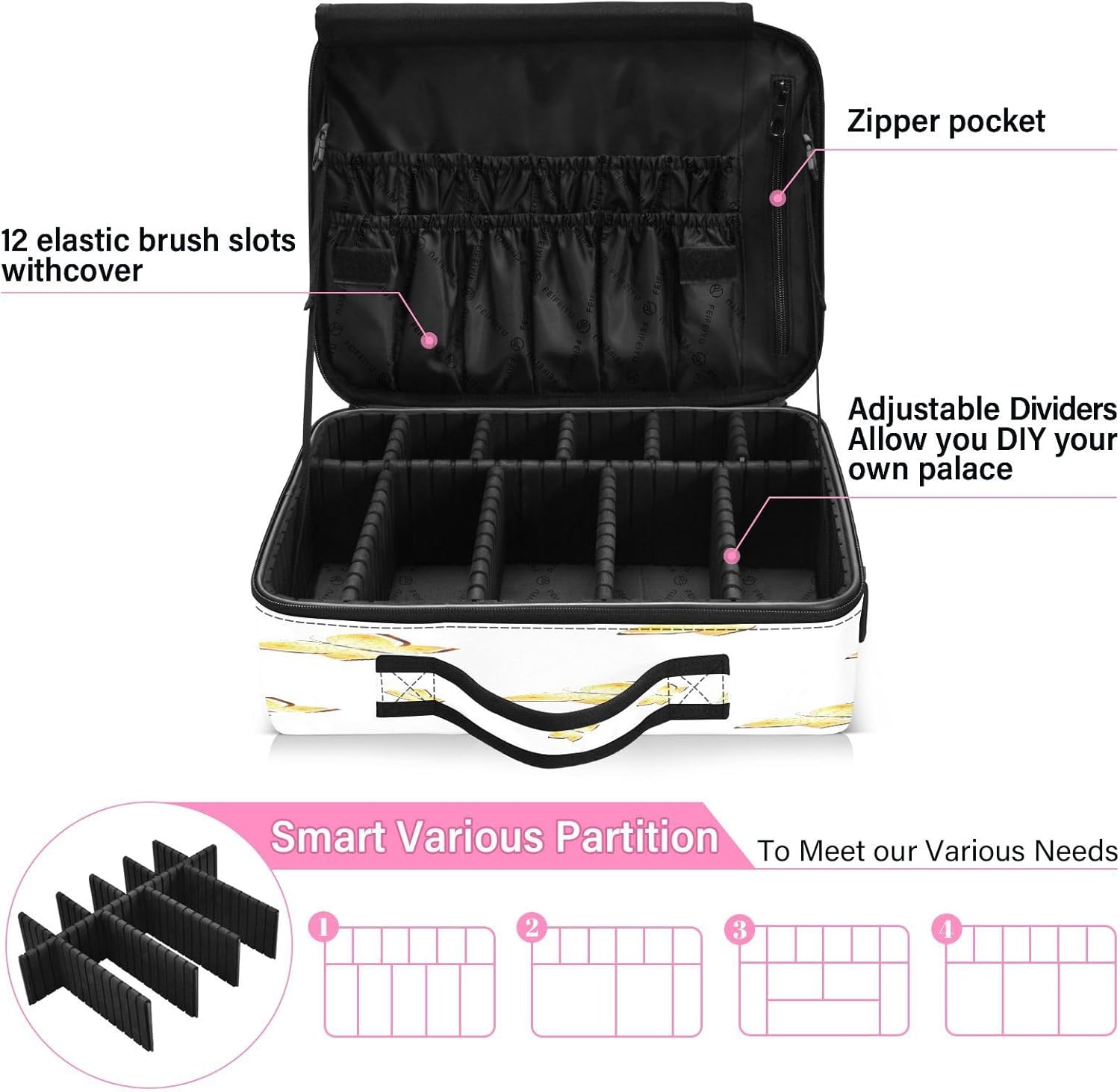 Mariposa Golden Fashion bolsa organizadora de cosméticos de viaje, cepillo de maquillaje grande, bolsa de maquillaje para mujeres, cosméticos,