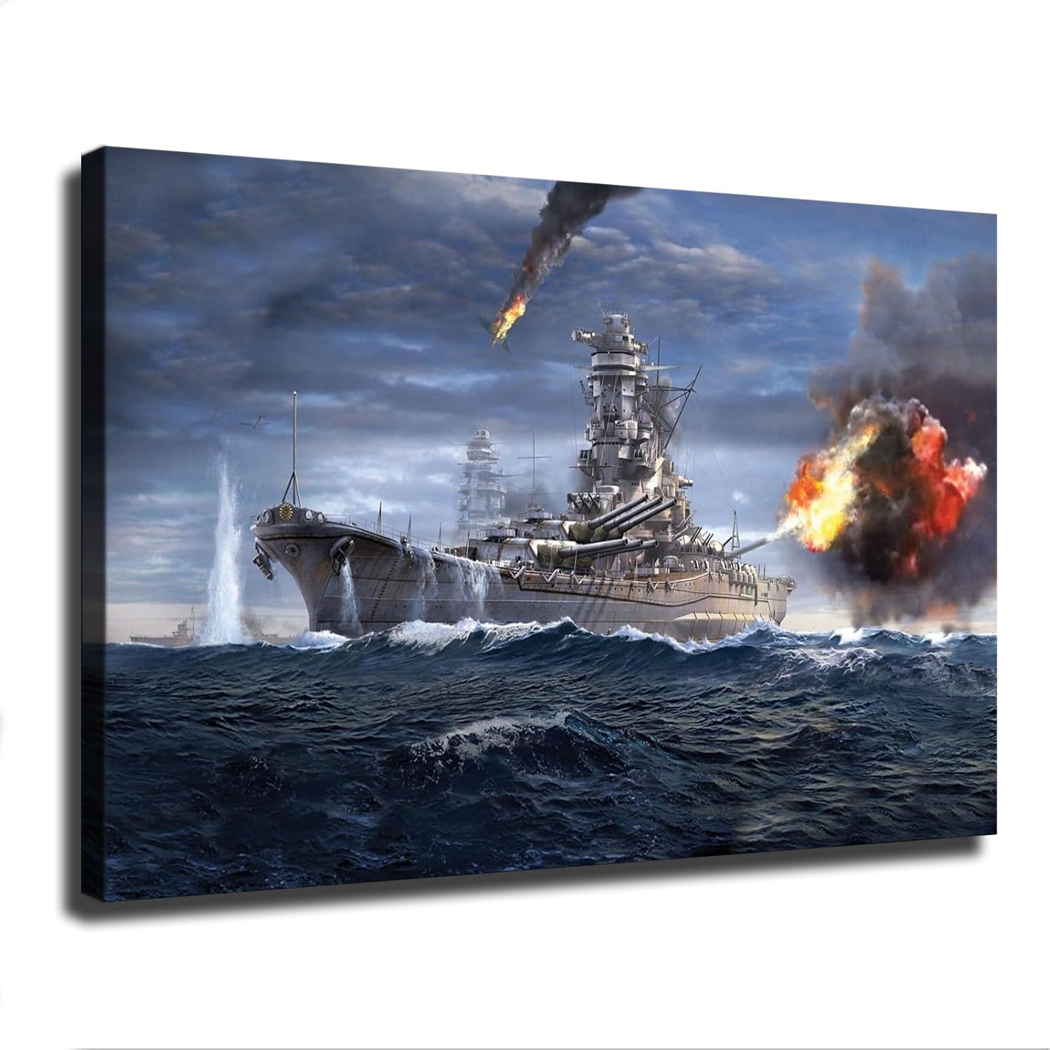 Póster de batalla naval Yamato de buques de guerra militares, arte decorativo, impresión en lienzo para habitación, baño, dormitorio, sala de estar