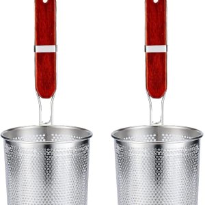 Colador de pasta de acero inoxidable microperforado con asa, colador de fideos para albóndigas de alimentos, cesta de pasta de fideos colados, 2 Colador de pasta de acero inoxidable microperforado con asa, colador de fideos para albóndigas de alimentos, cesta de pasta de fideos colados, 2