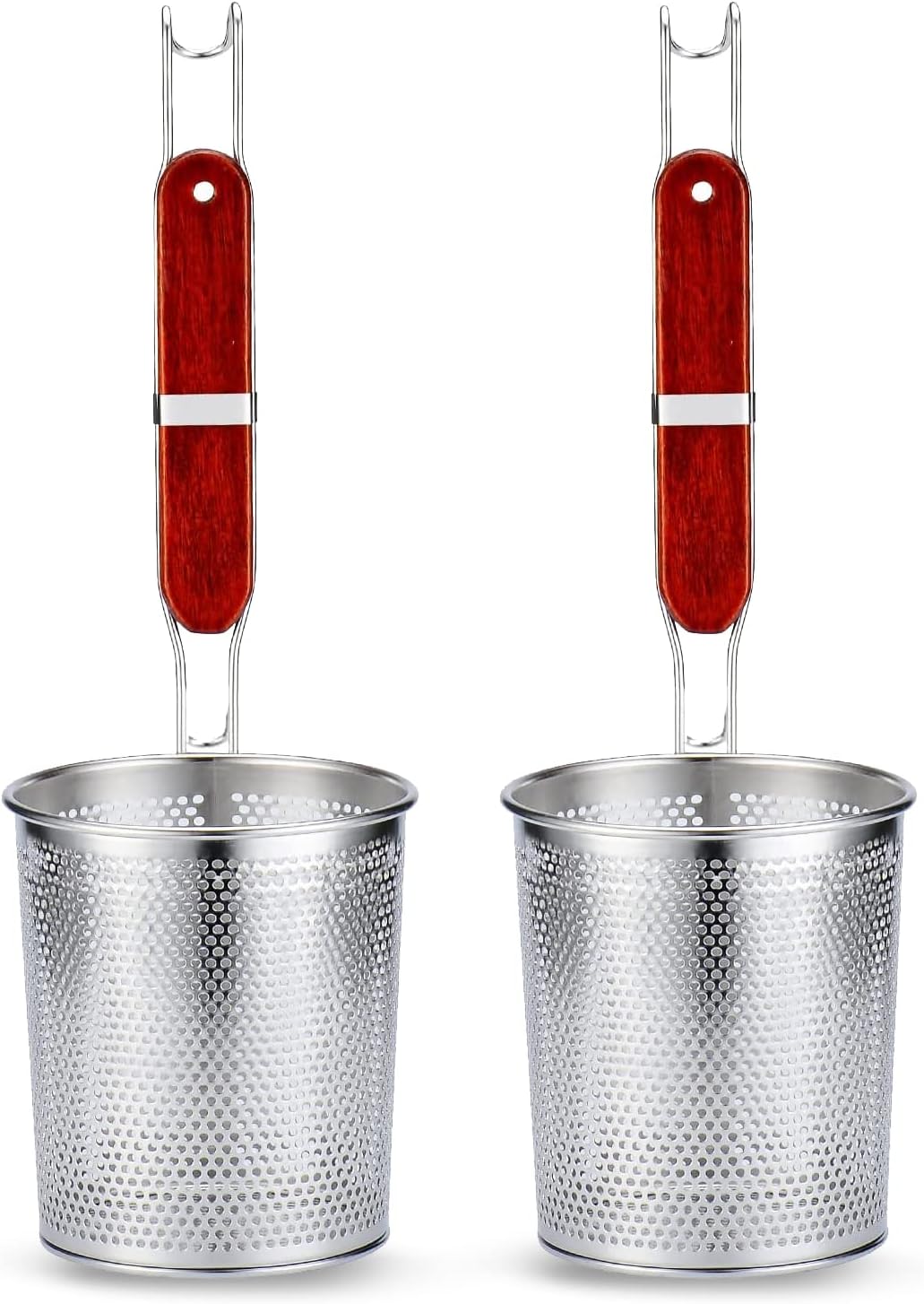 Colador de pasta de acero inoxidable microperforado con asa, colador de fideos para albóndigas de alimentos, cesta de pasta de fideos colados, 2