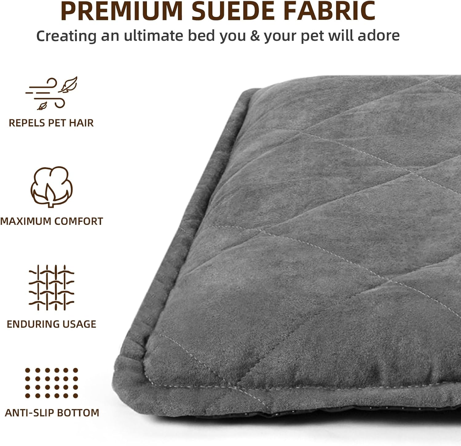 Mora Pets Almohadilla para jaula para perros medianos y grandes, color gris, 36 x 24 pulgadas, forro reversible, ultra suave y autocalentable,