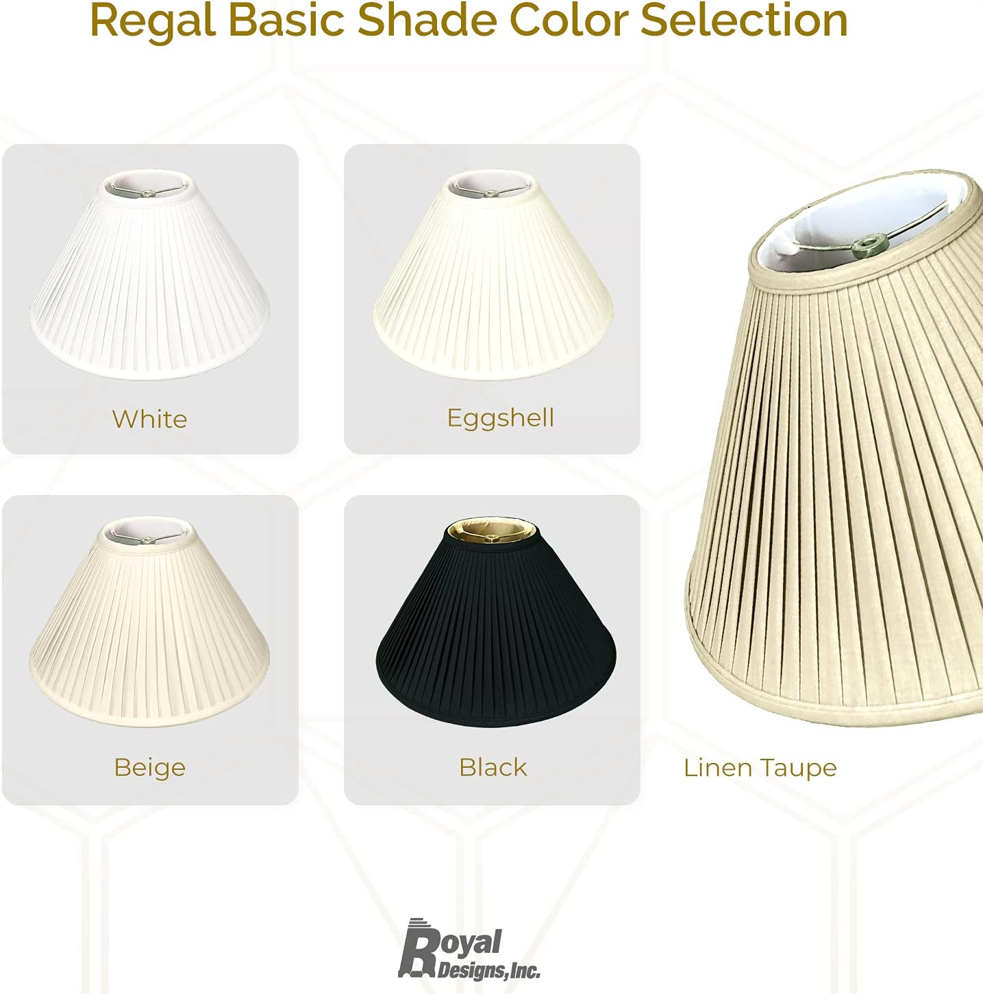 Royal Designs Coolie Empire – Persiana básica plisada lateral, color negro con dorado, 5 x 14 x 9.5 pulgadas (BS-727-14BLKGL)