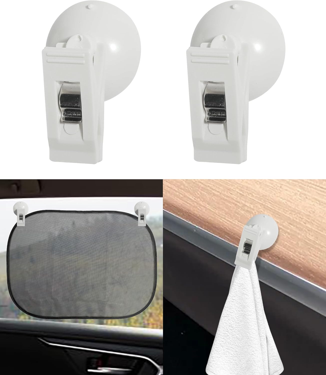 2 clips de ventosa, clip de tarjeta de ventosa, abrazadera de ventosa para accesorios de automóvil, abrazadera de ventosa, soporte de metal fuerte