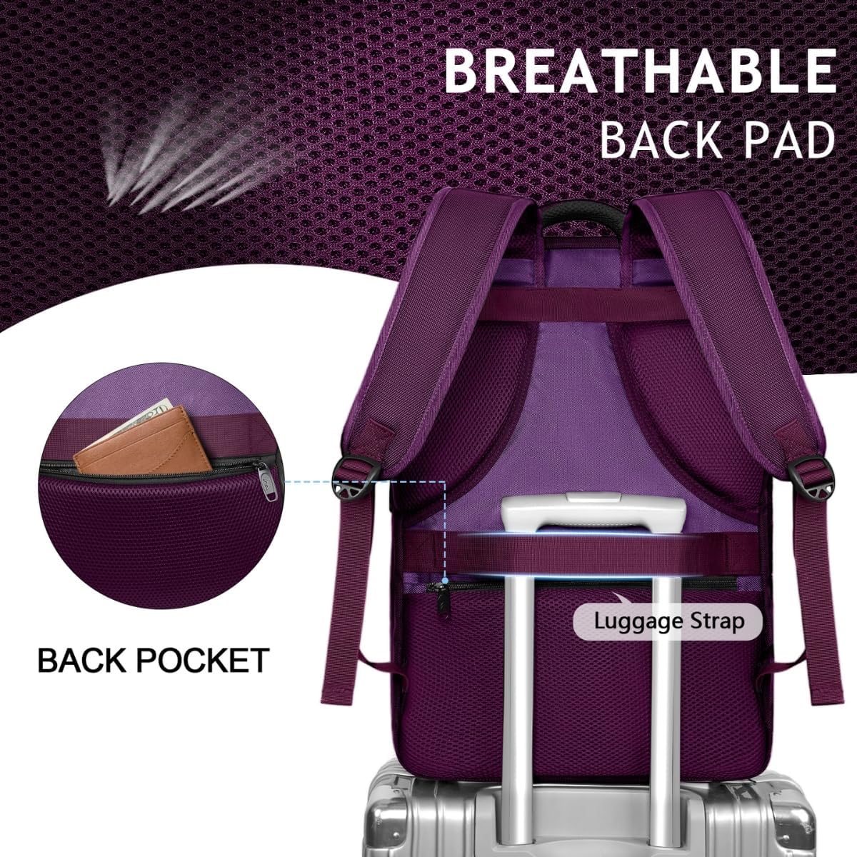 MATEIN Mochila de viaje, mochila de viaje grande para laptop de viaje de 40 L aprobada para hombres y mujeres