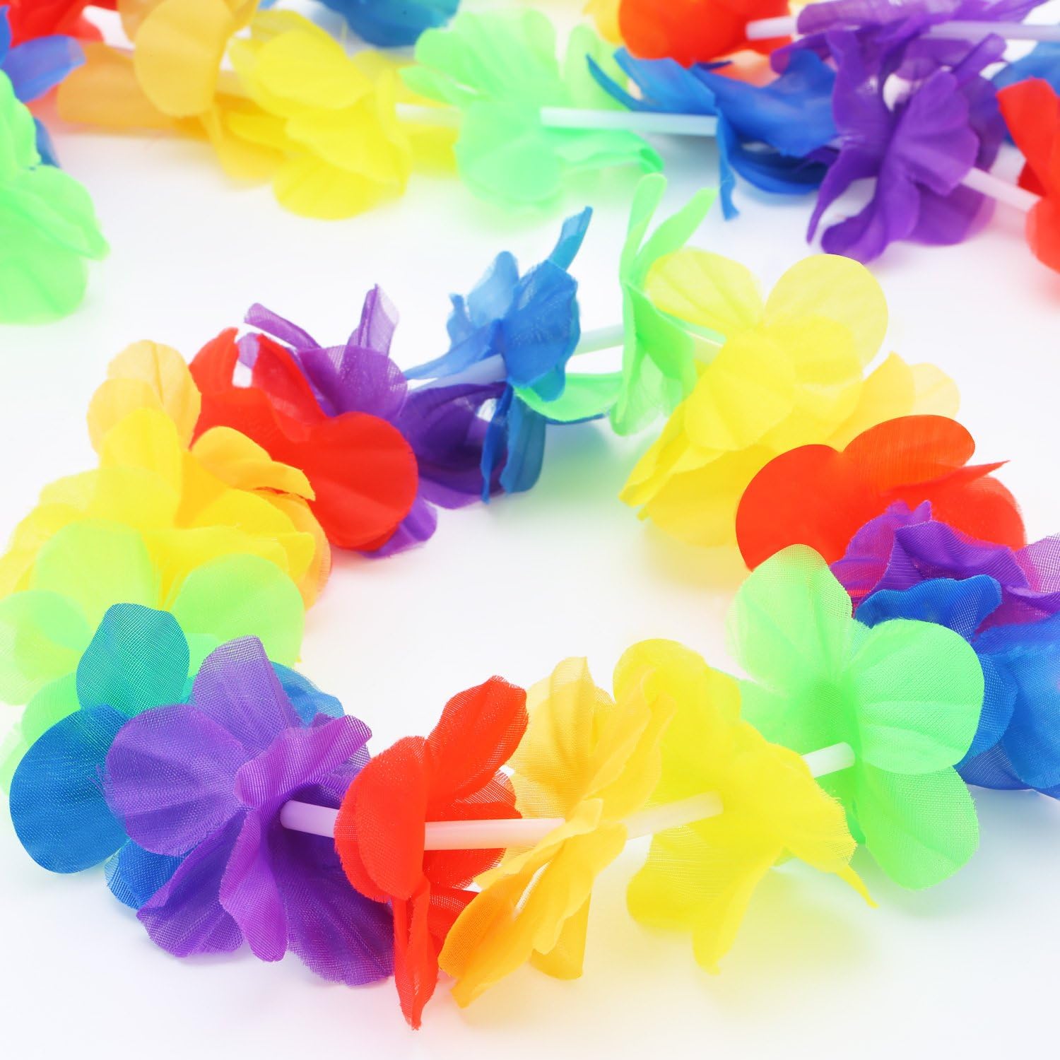 Shappy Juego de 2 faldas hula hawaianas de hierba Luau falda de baile con Leis para mujer, pulseras de flores, diadema y collar