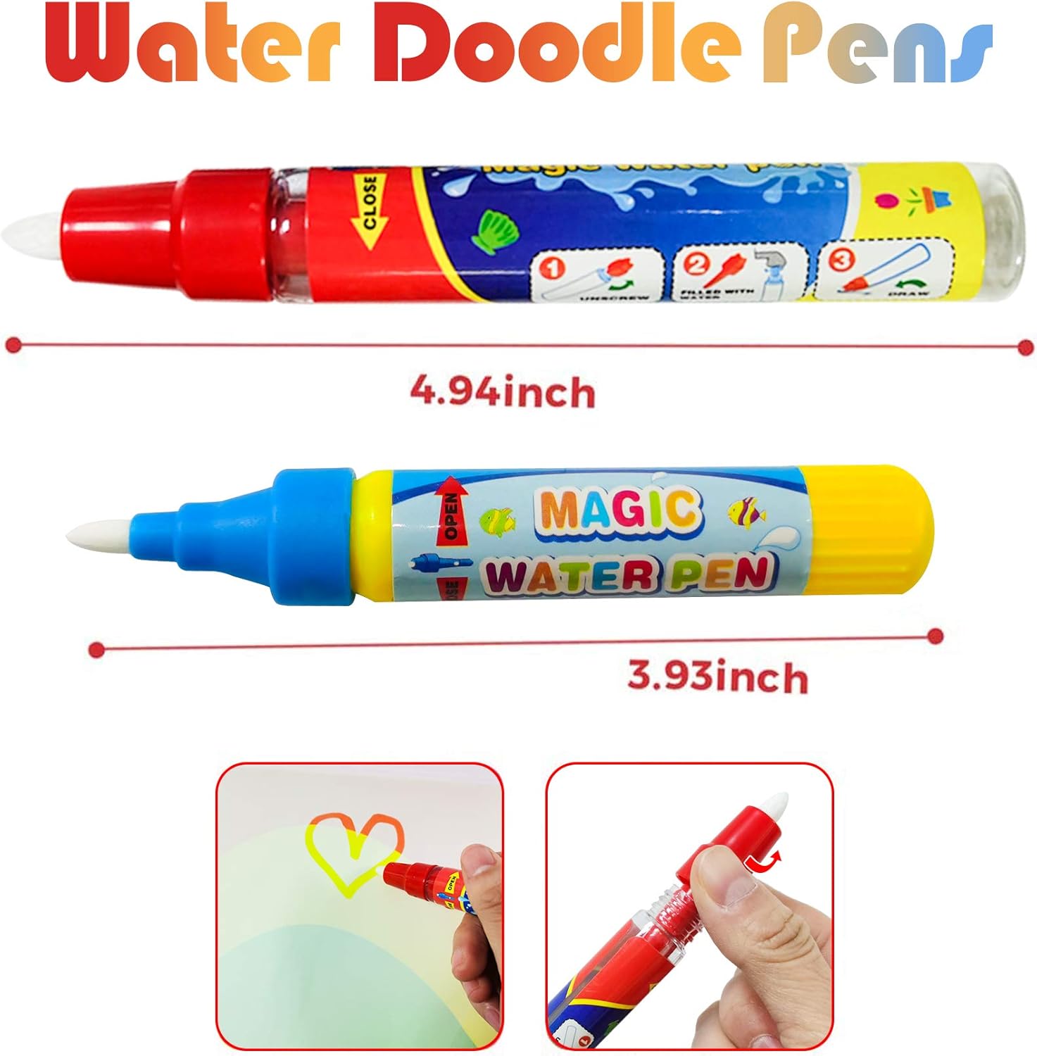 COSBAY Bolígrafos de agua de repuesto para garabatos de agua, bolígrafos de dibujo para alfombrilla de dibujo (multicolor, 6 unidades)